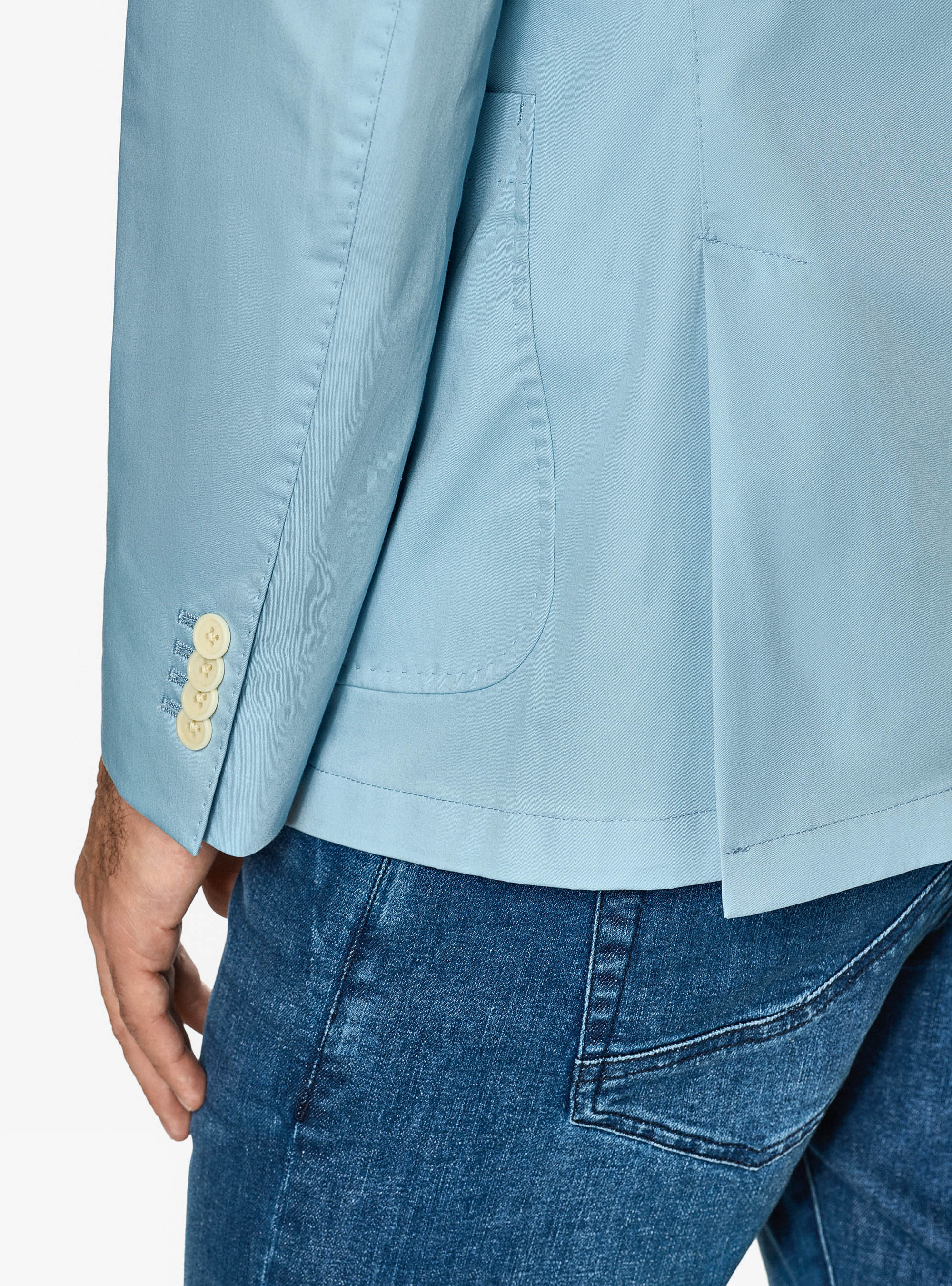 Cotton poplin blazer, LIGHT BLUE