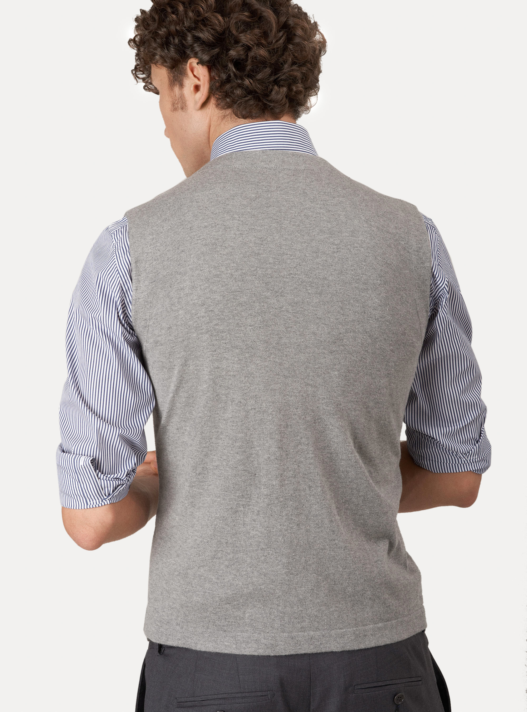 Gilet di maglia in cotone seta e cashmere, GRIGIO CHIARO MELANGE