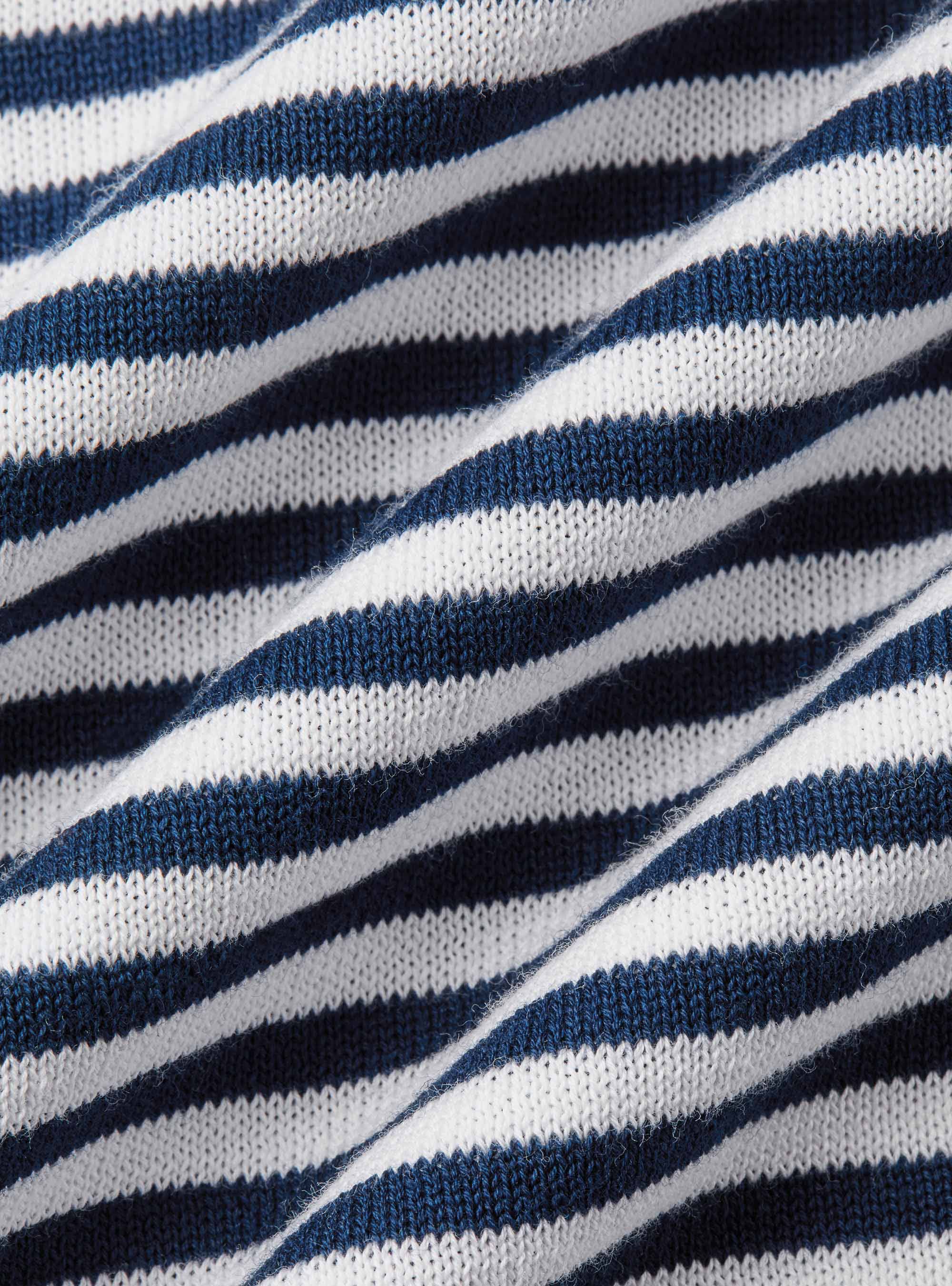 Maglia girocollo in cotone rigato, BIANCO