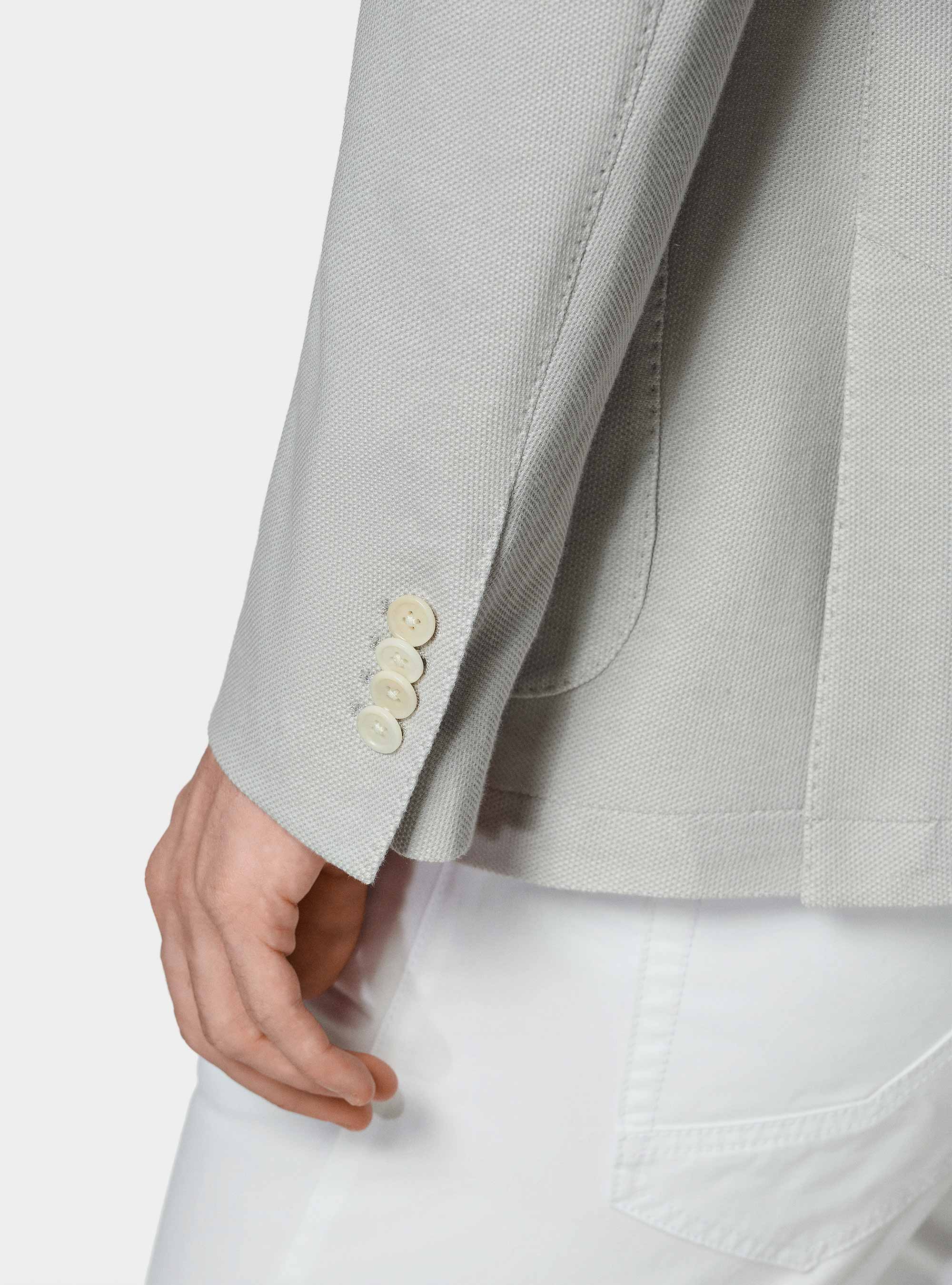 Americana de punto de nido de abeja en mezcla de algodón, GRIGIO CHIARO 0256C