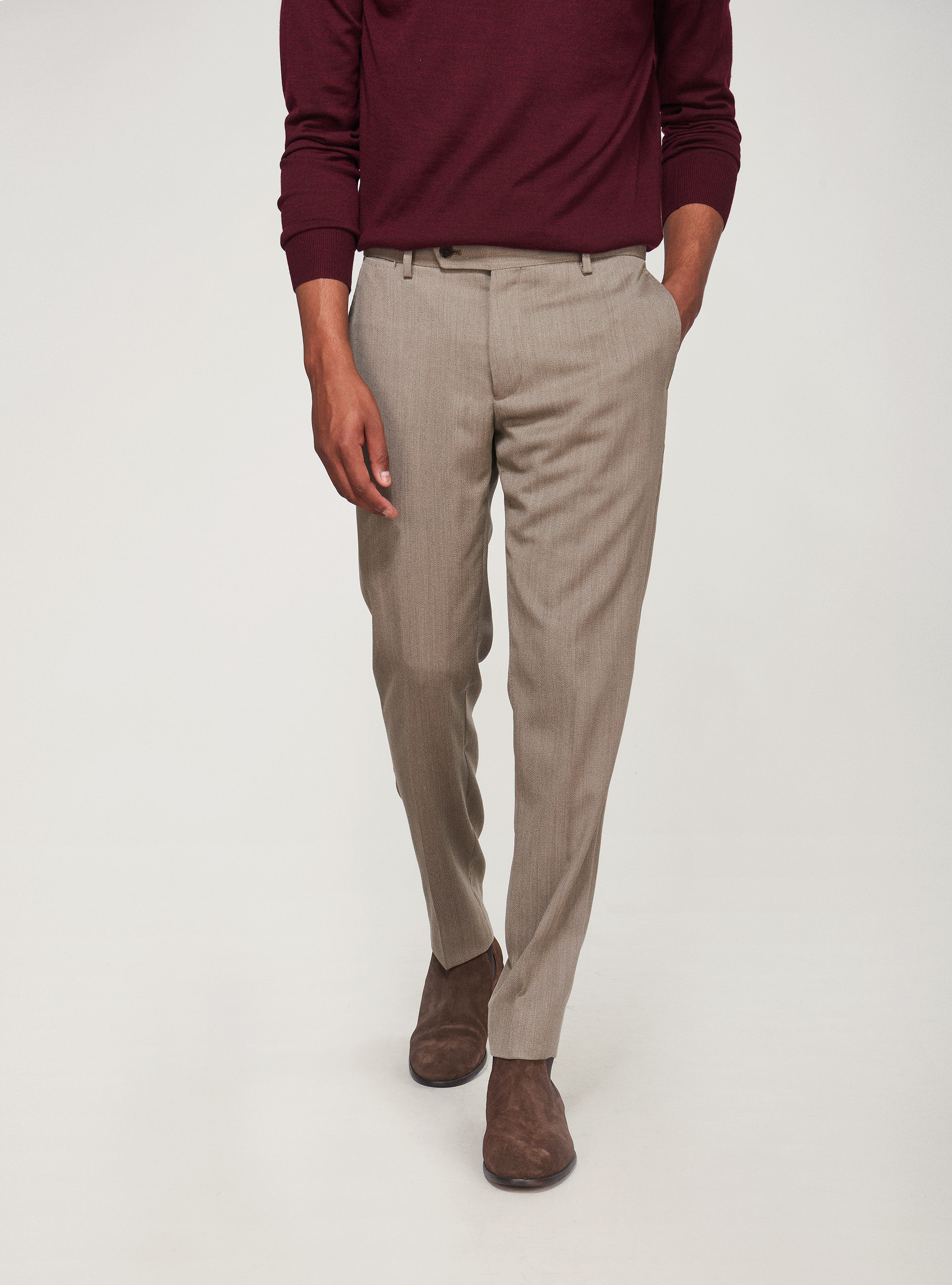 Pantaloni per abito in lana, ECRU