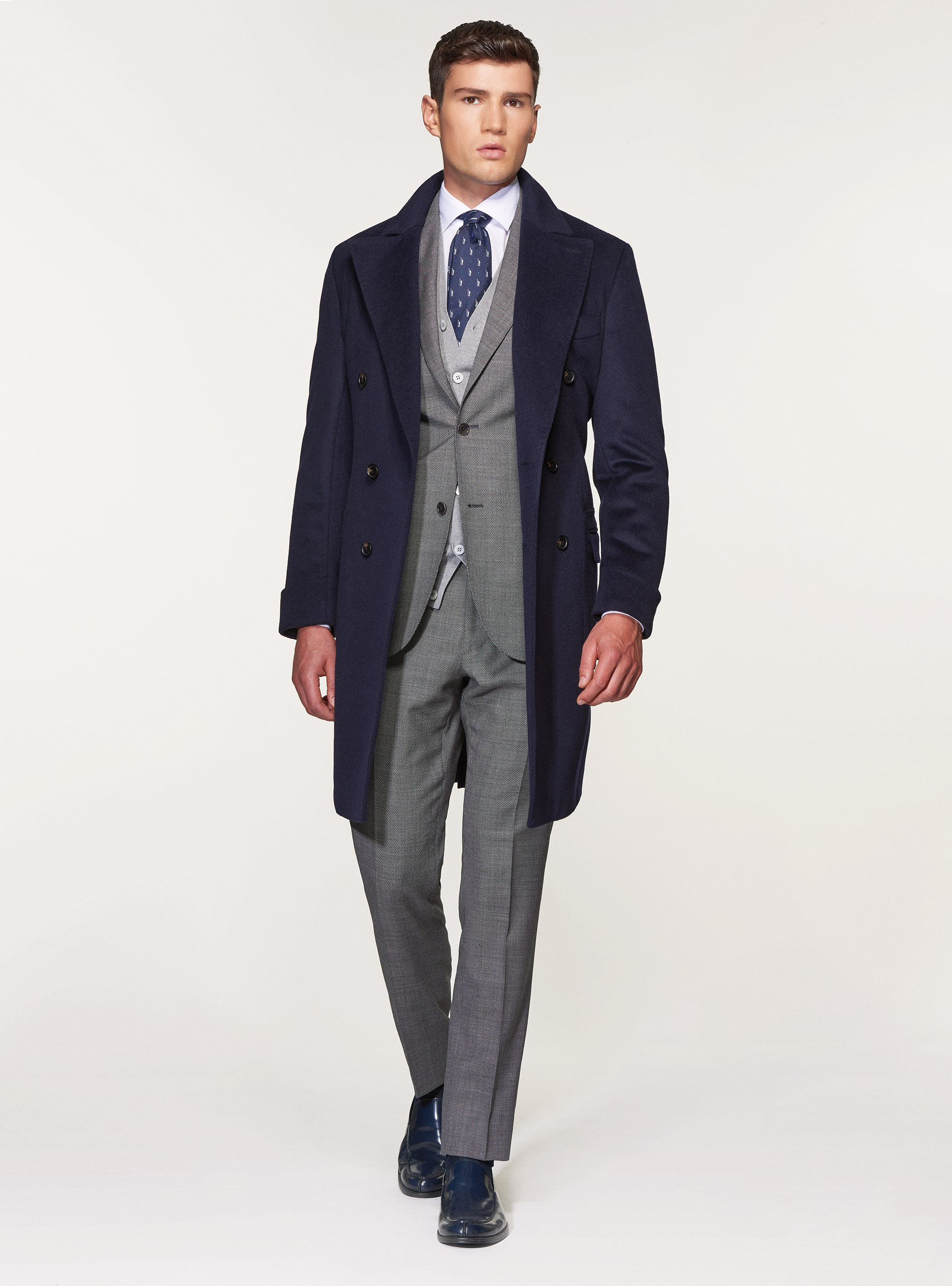 Giacca per abito in pura lana occhio di pernice, ASFALTO