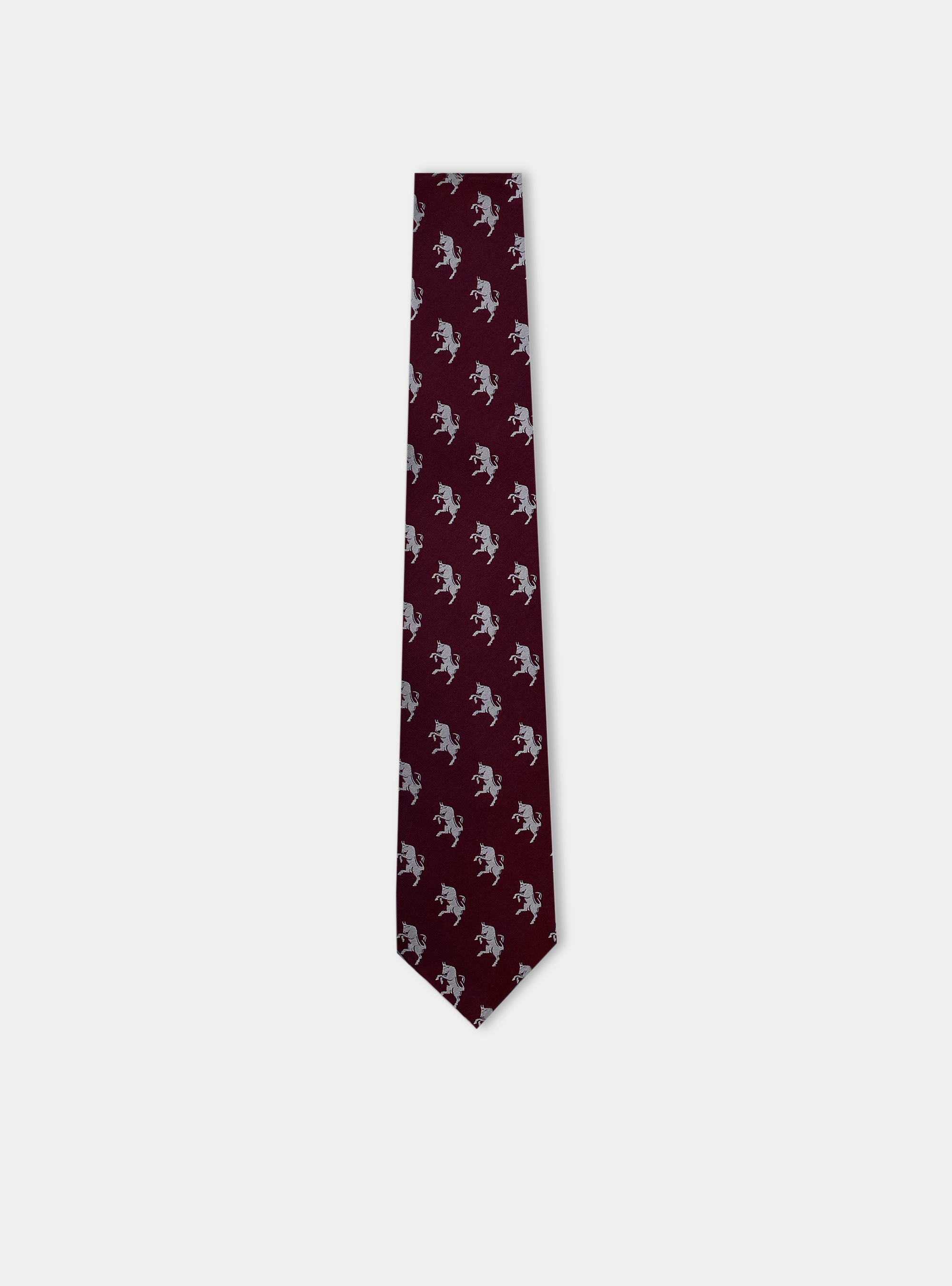 Pure silk bull print tie, BORDEAUX