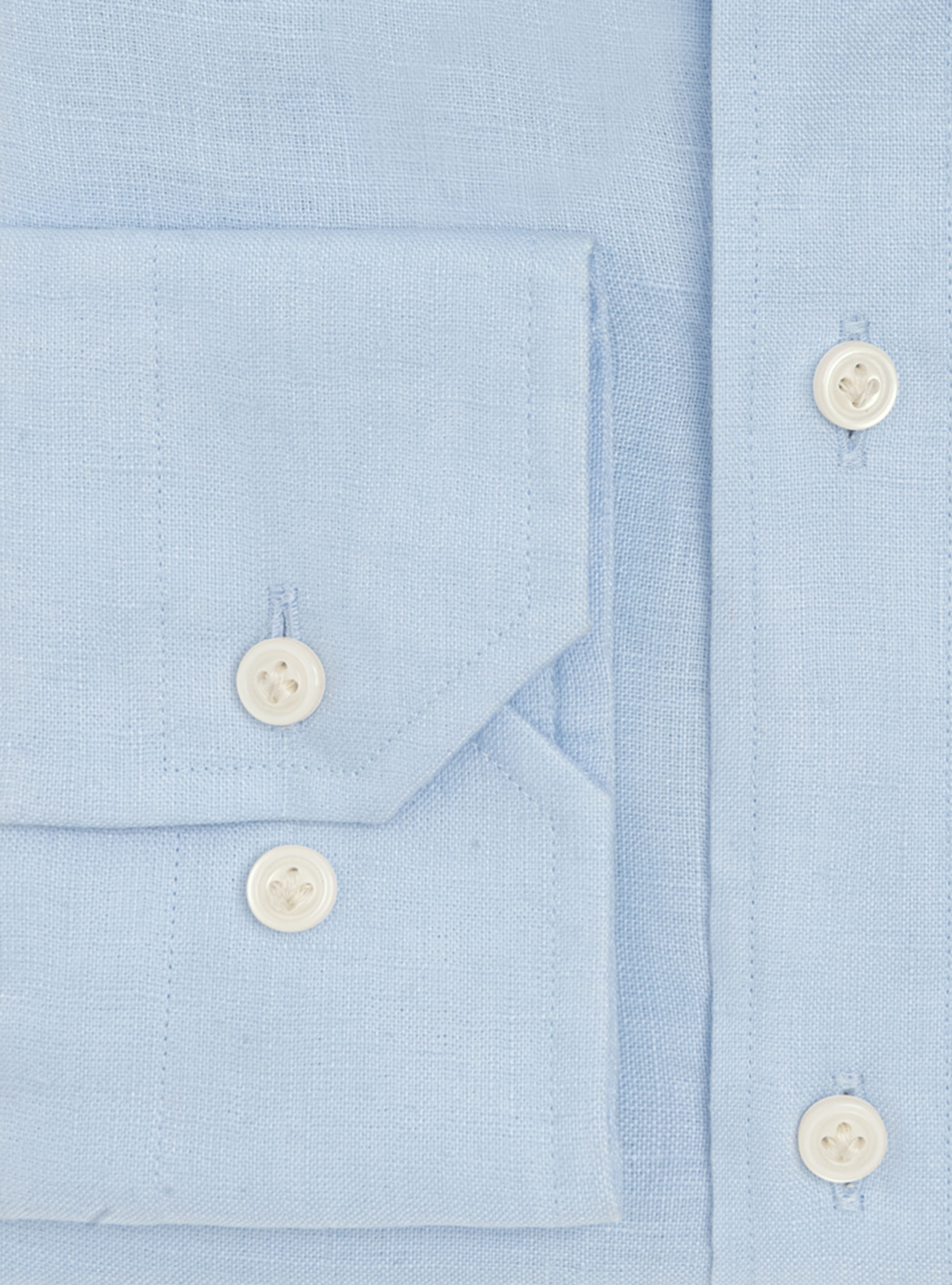 Camicia classic fit comoda in puro lino con collo button down, AZZURRO