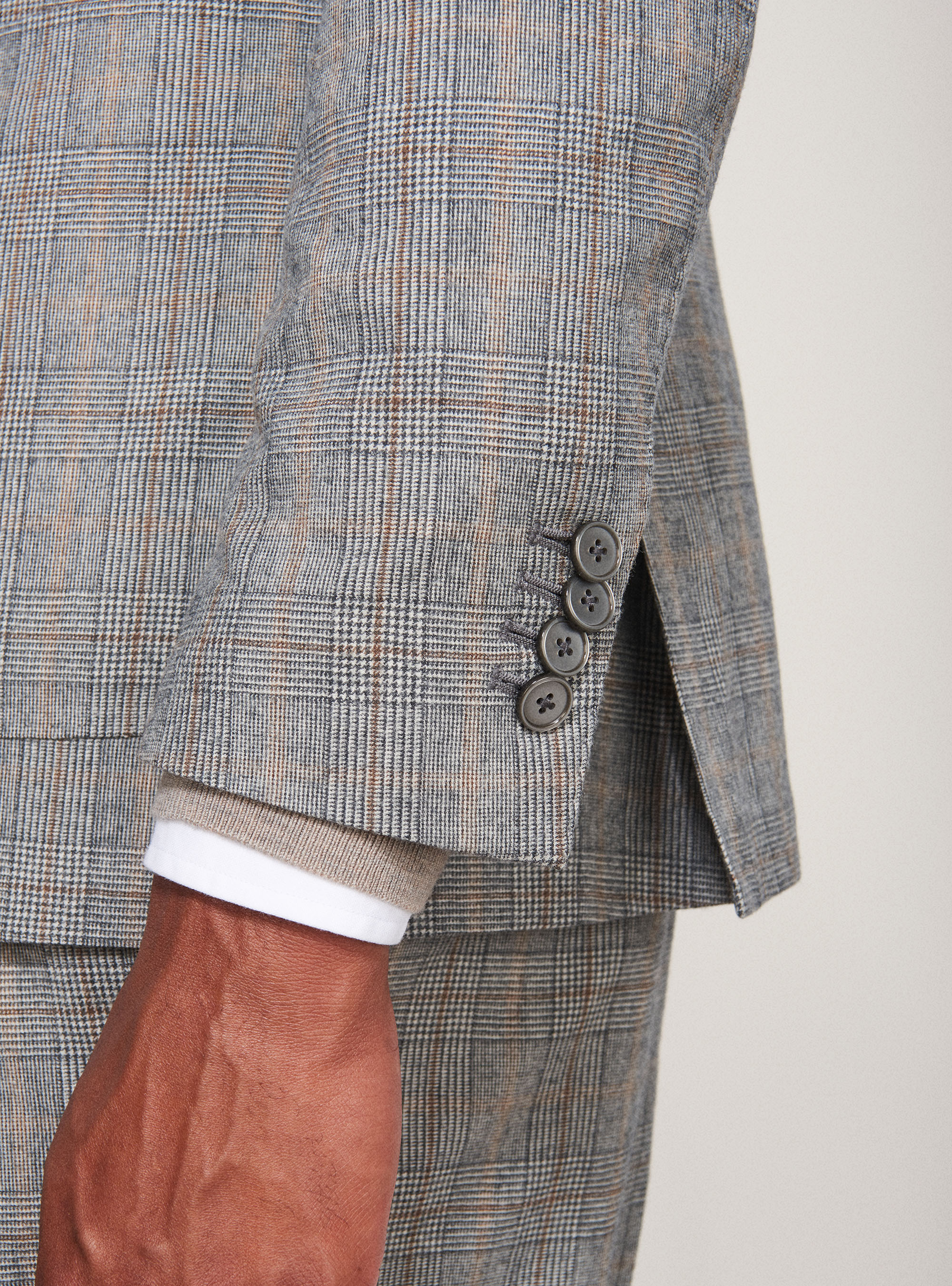 Giacca per abito Principe di Galles in lana super 120's, GRIGIO CHIARO