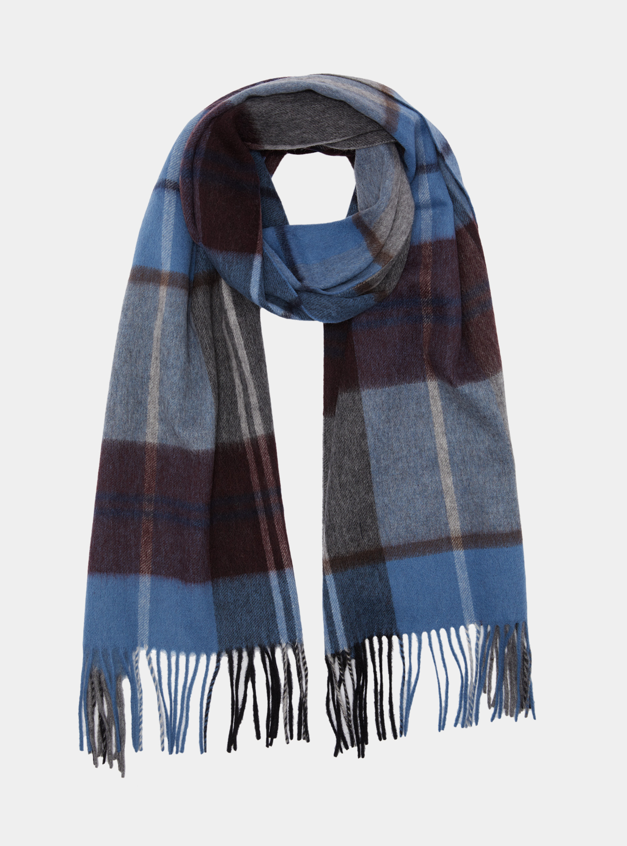 Sciarpa in lana a quadri, BLUE