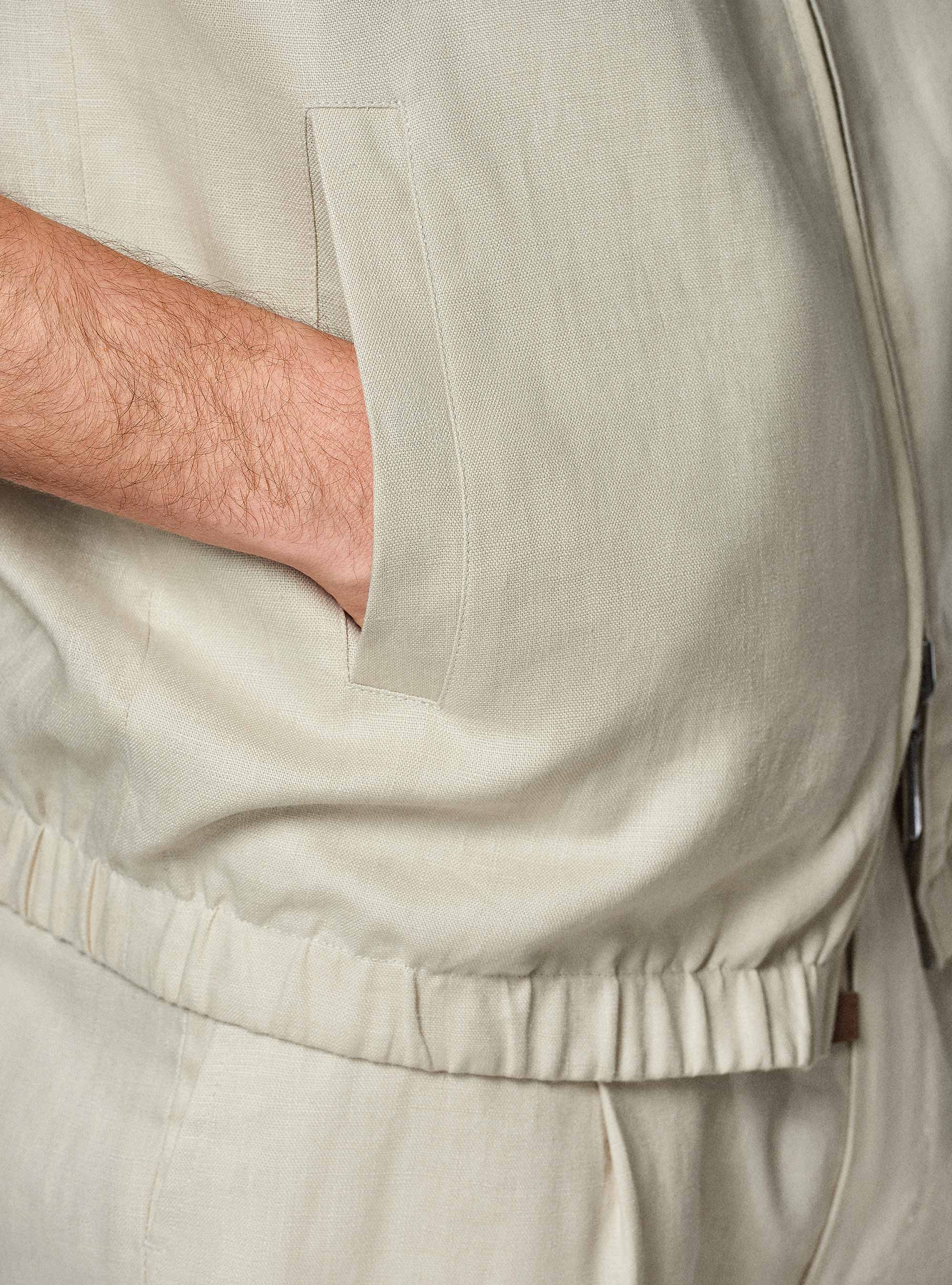 Reversible sleeveless in pure linen, ECRU