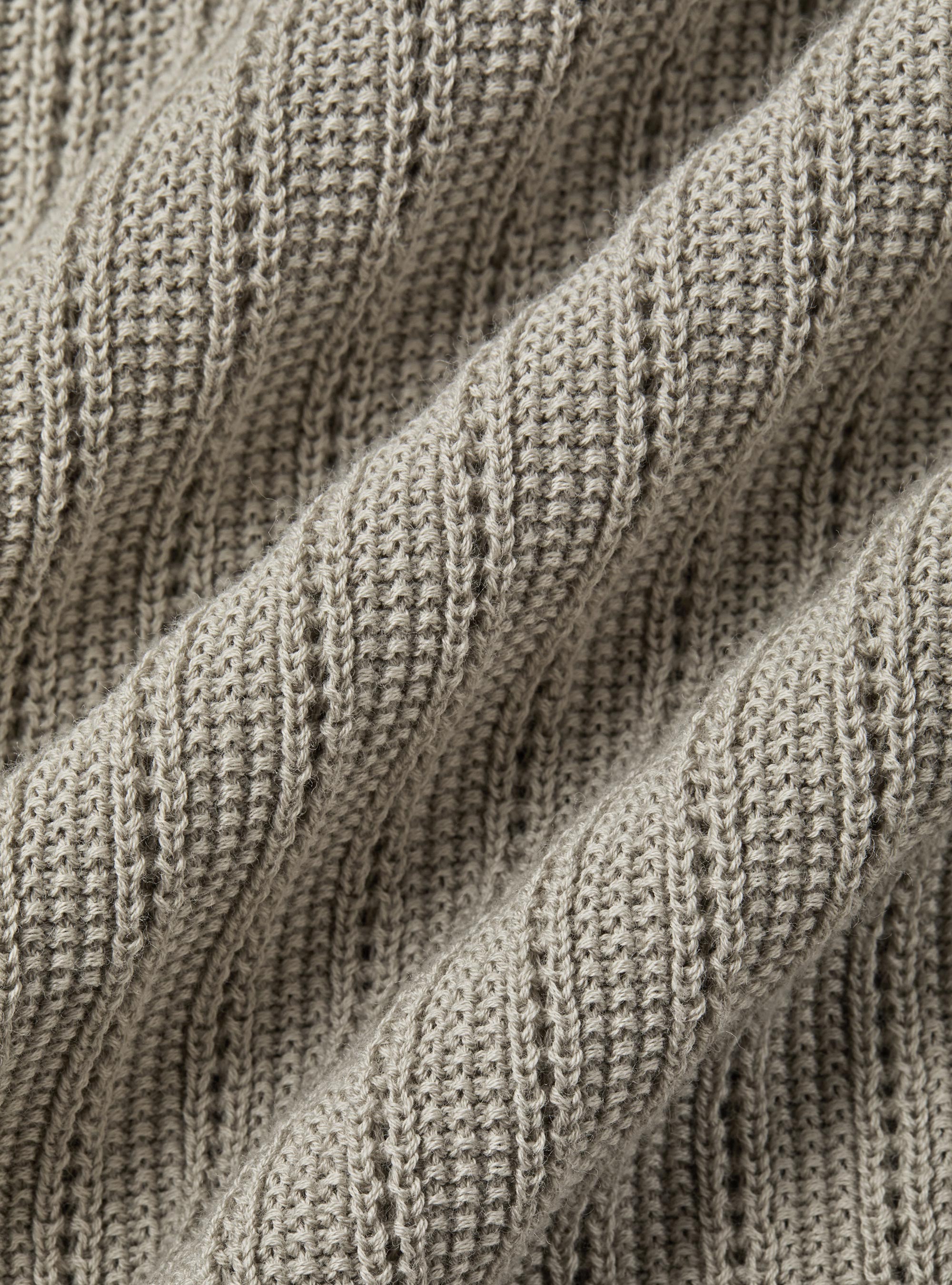 Polo in maglia traforata senza bottoni in cotone extrafine, SABBIA