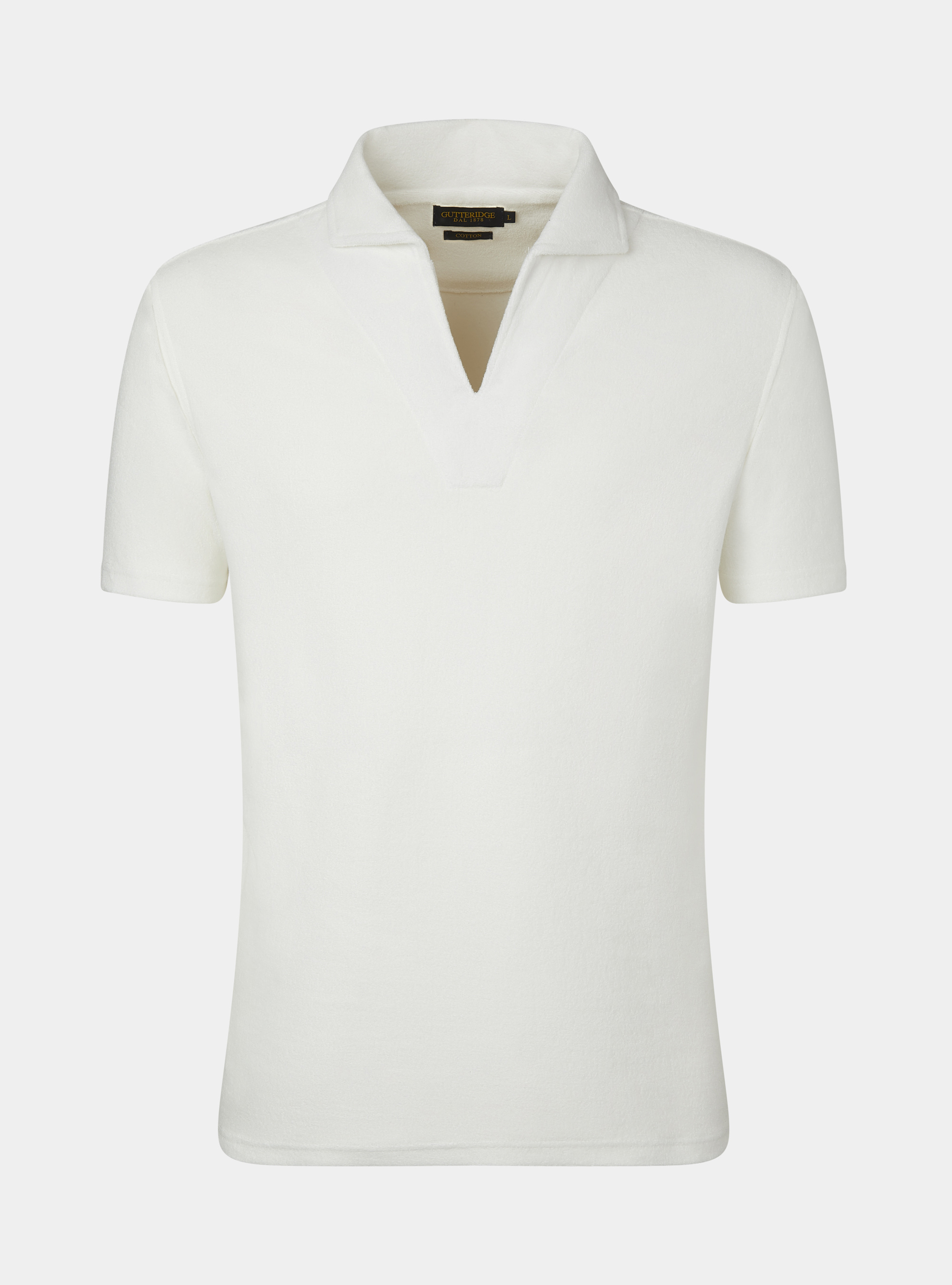 Maglia a polo in spugna di puro cotone, BIANCO