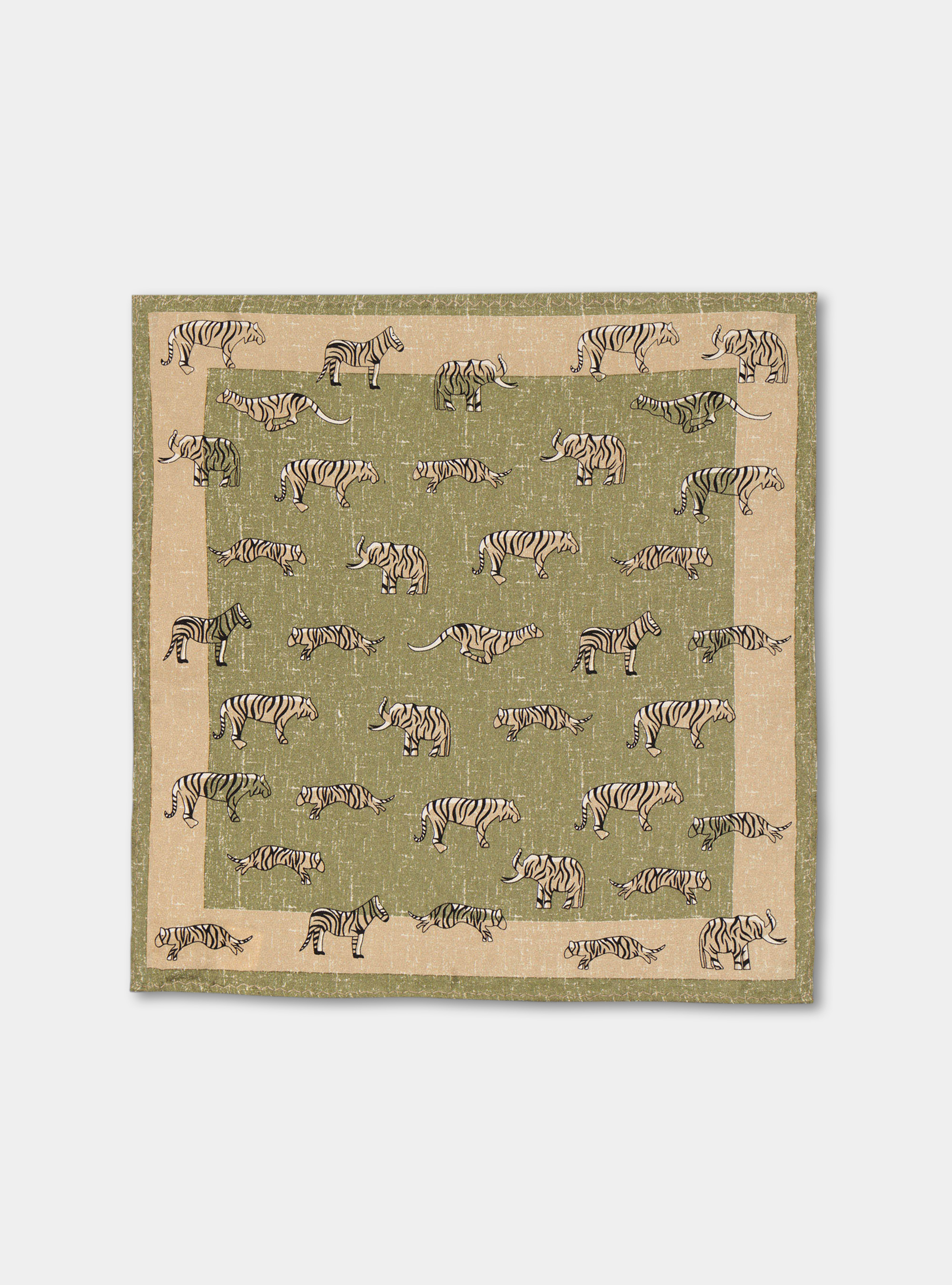 Pochette safari in seta stampata, VERDE