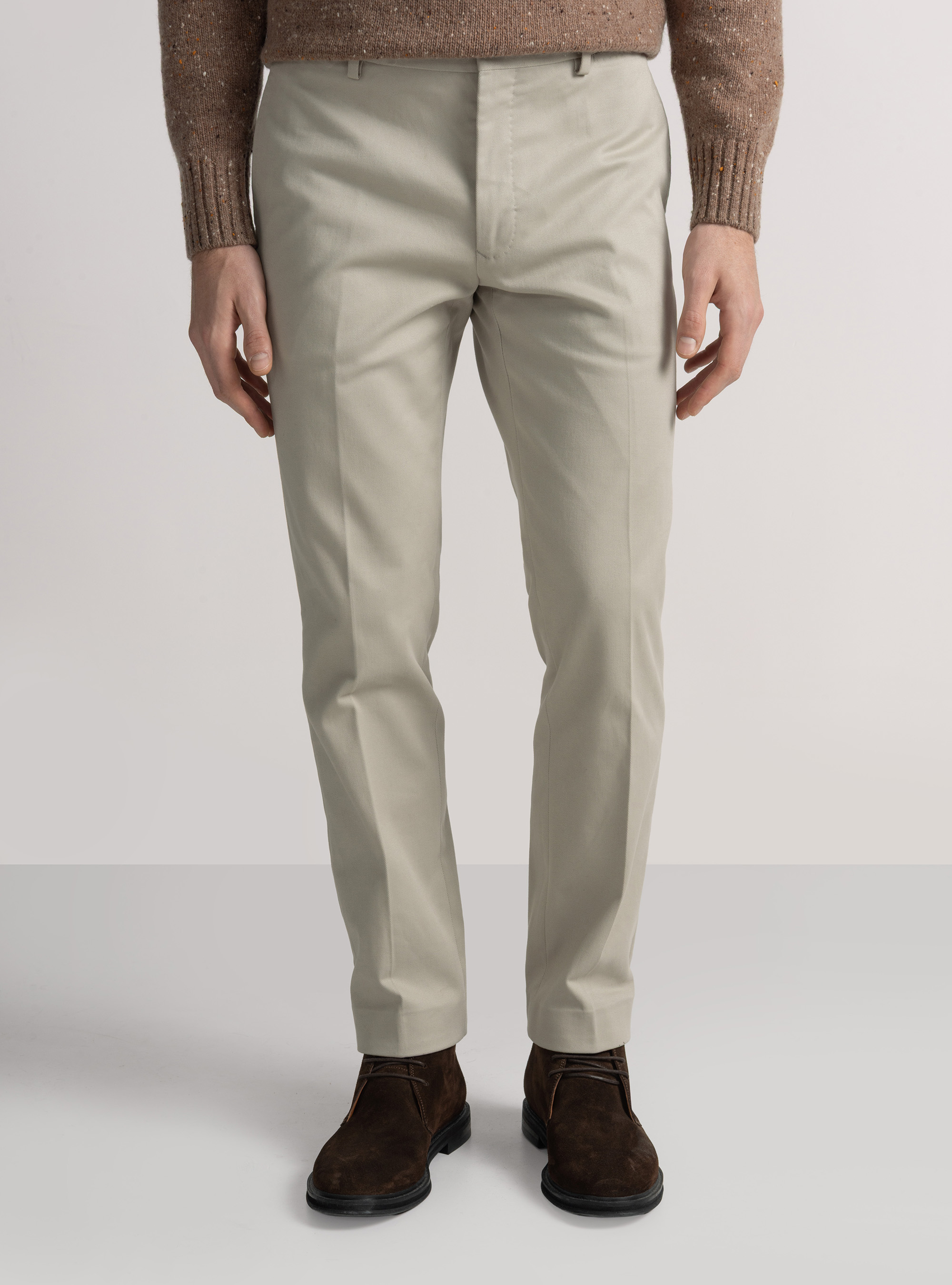 Pantaloni in cotone smerigliato, ECRU