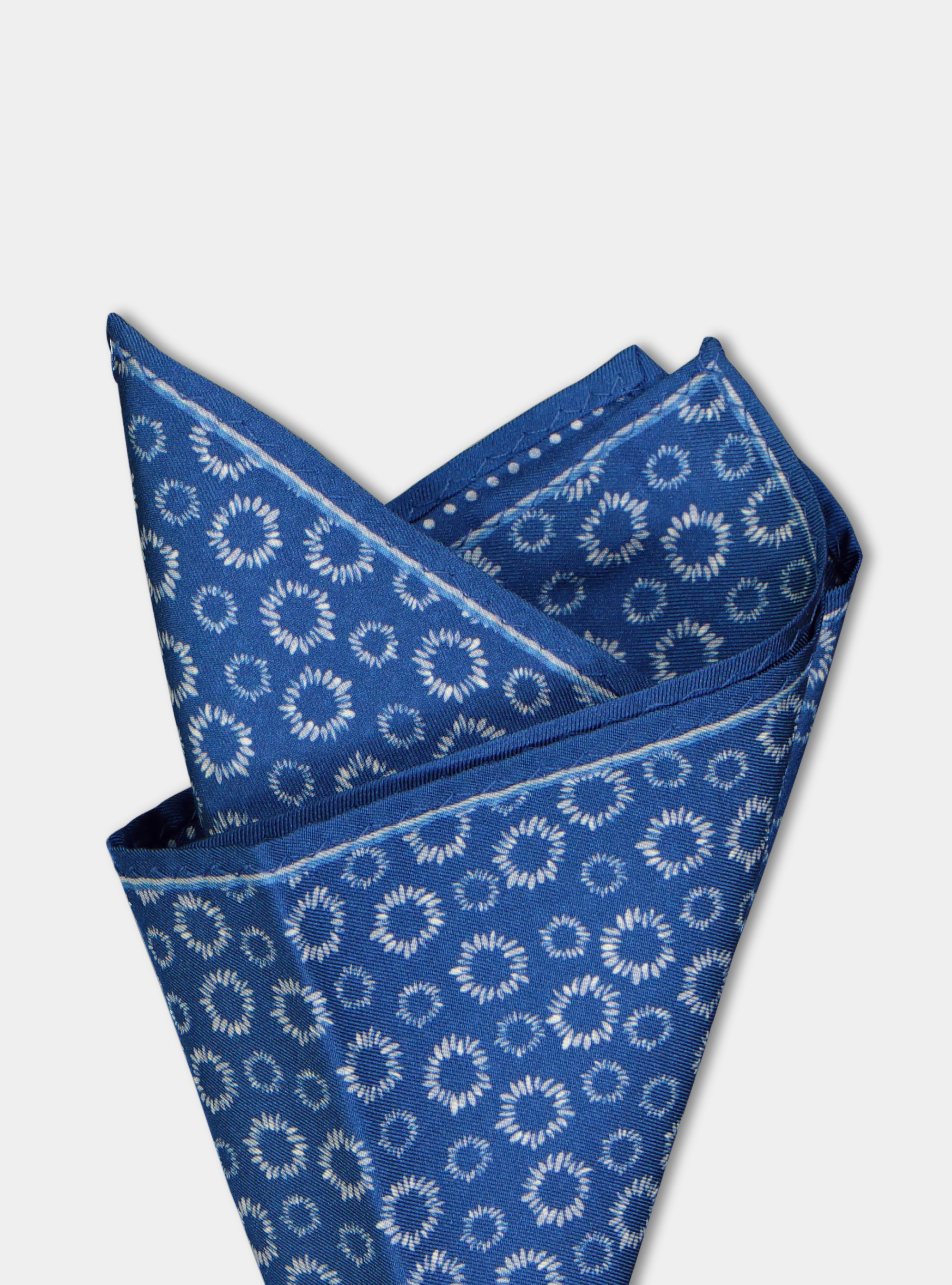 Pochette fantasia in seta stampata, BLU
