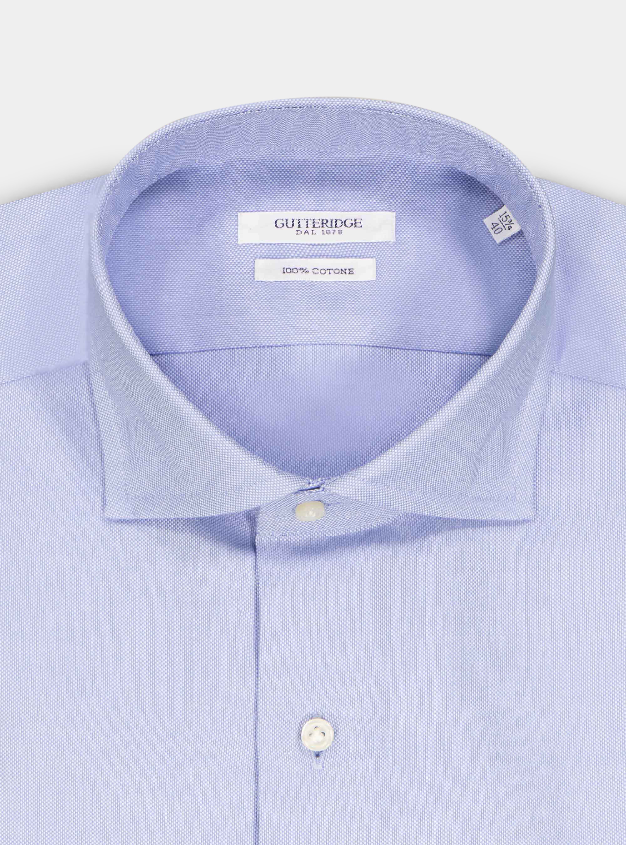 Camicia in oxford di cotone armaturato, AZZURRO