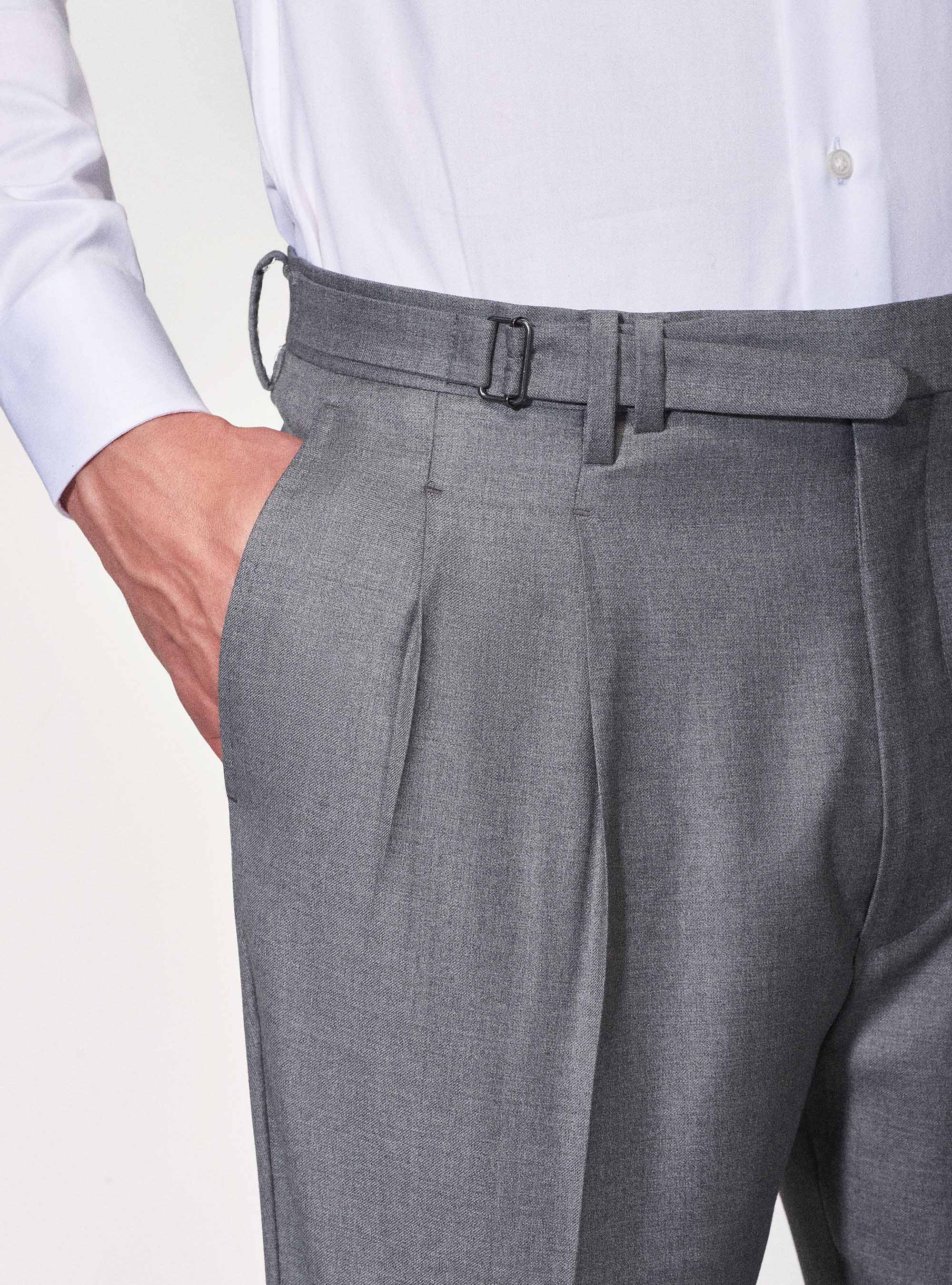 Pantaloni in pura lana superfine 110's Vitale Barberis Canonico, GRIGIO CHIARO
