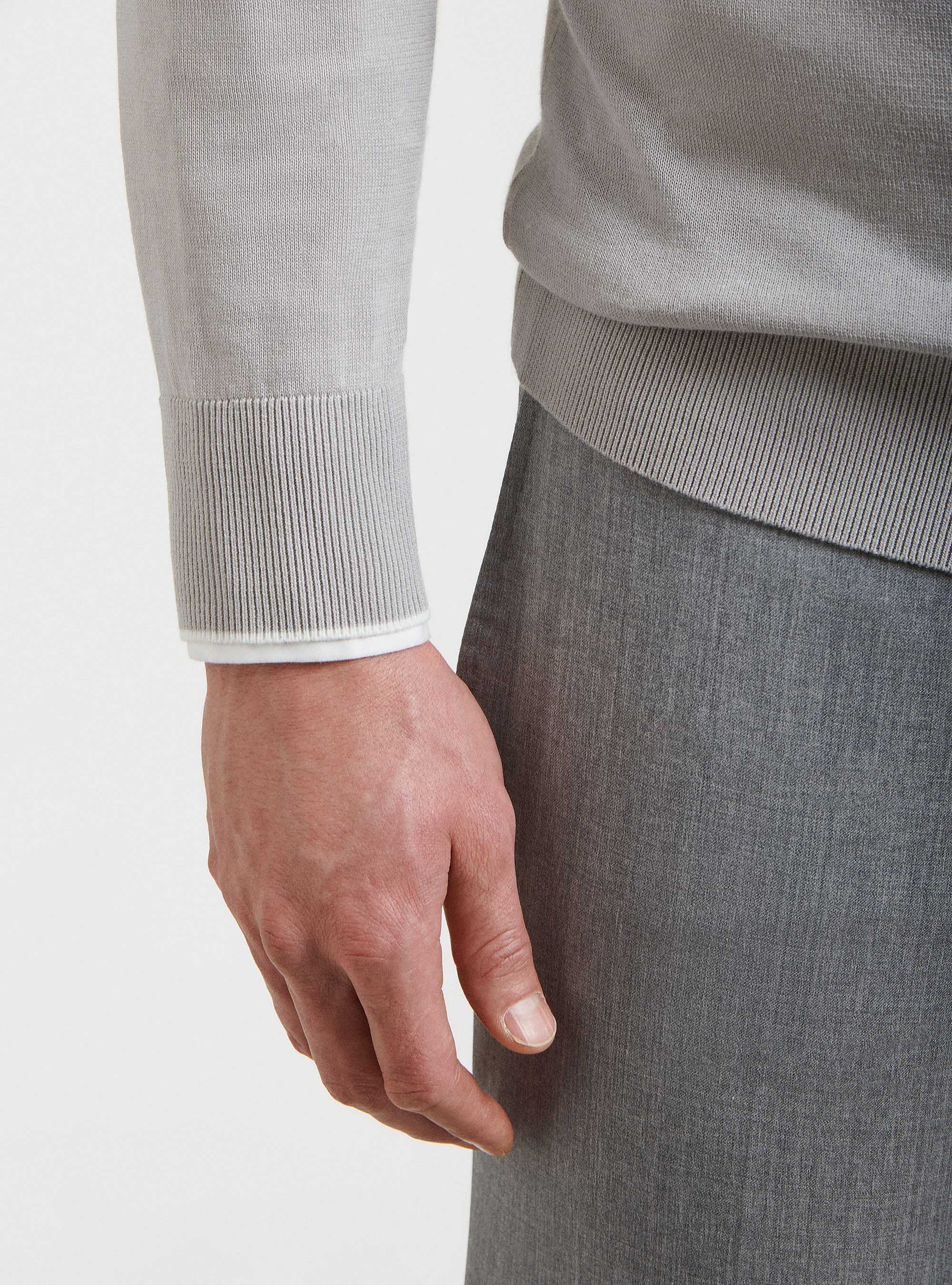 Jersey de algod&oacute;n extrafino con media cremallera, GRIS CLARO JASPEADO