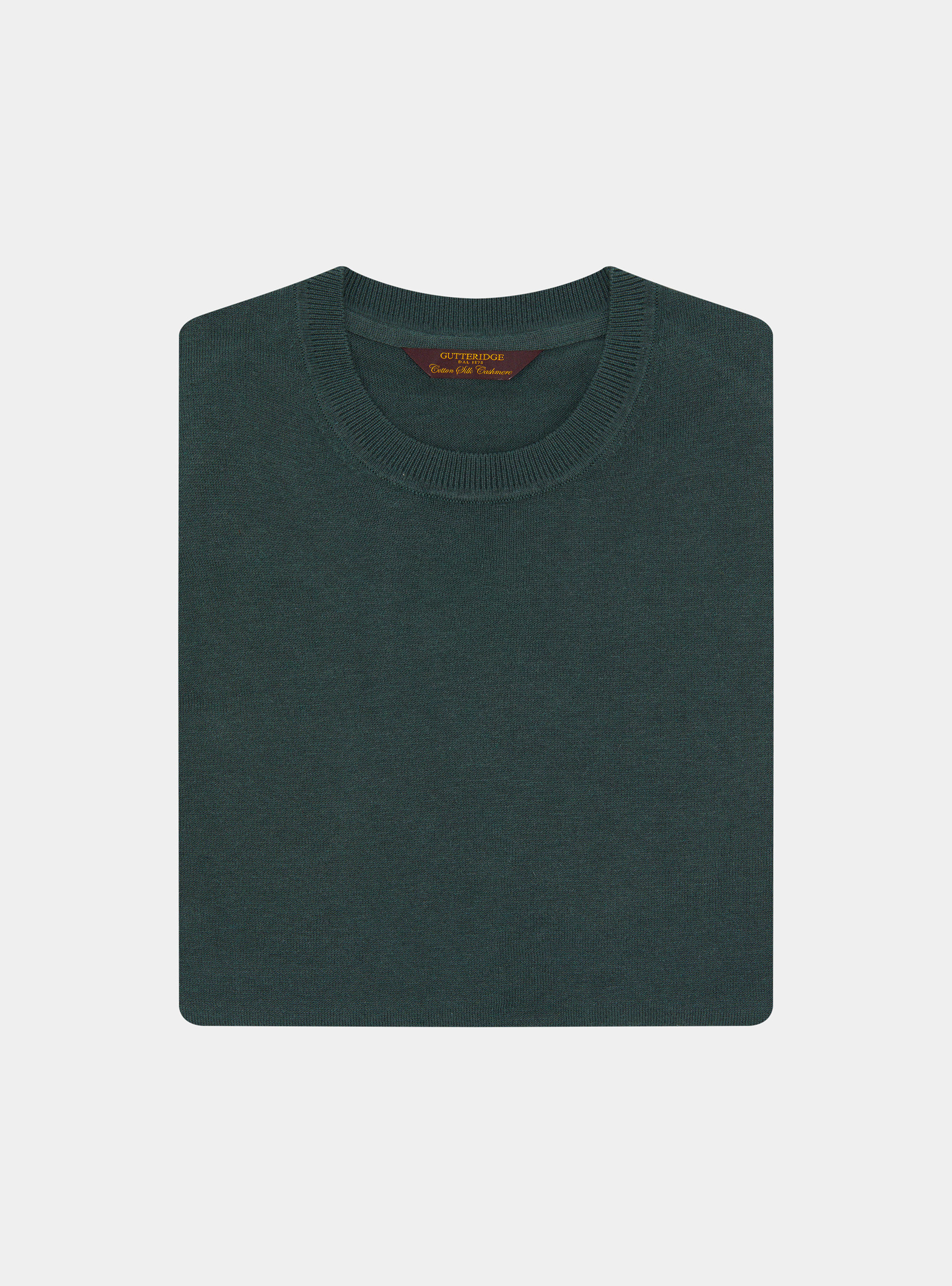 Maglia girocollo in cotone seta e cashmere, VERDE MUSCHIO 0615C