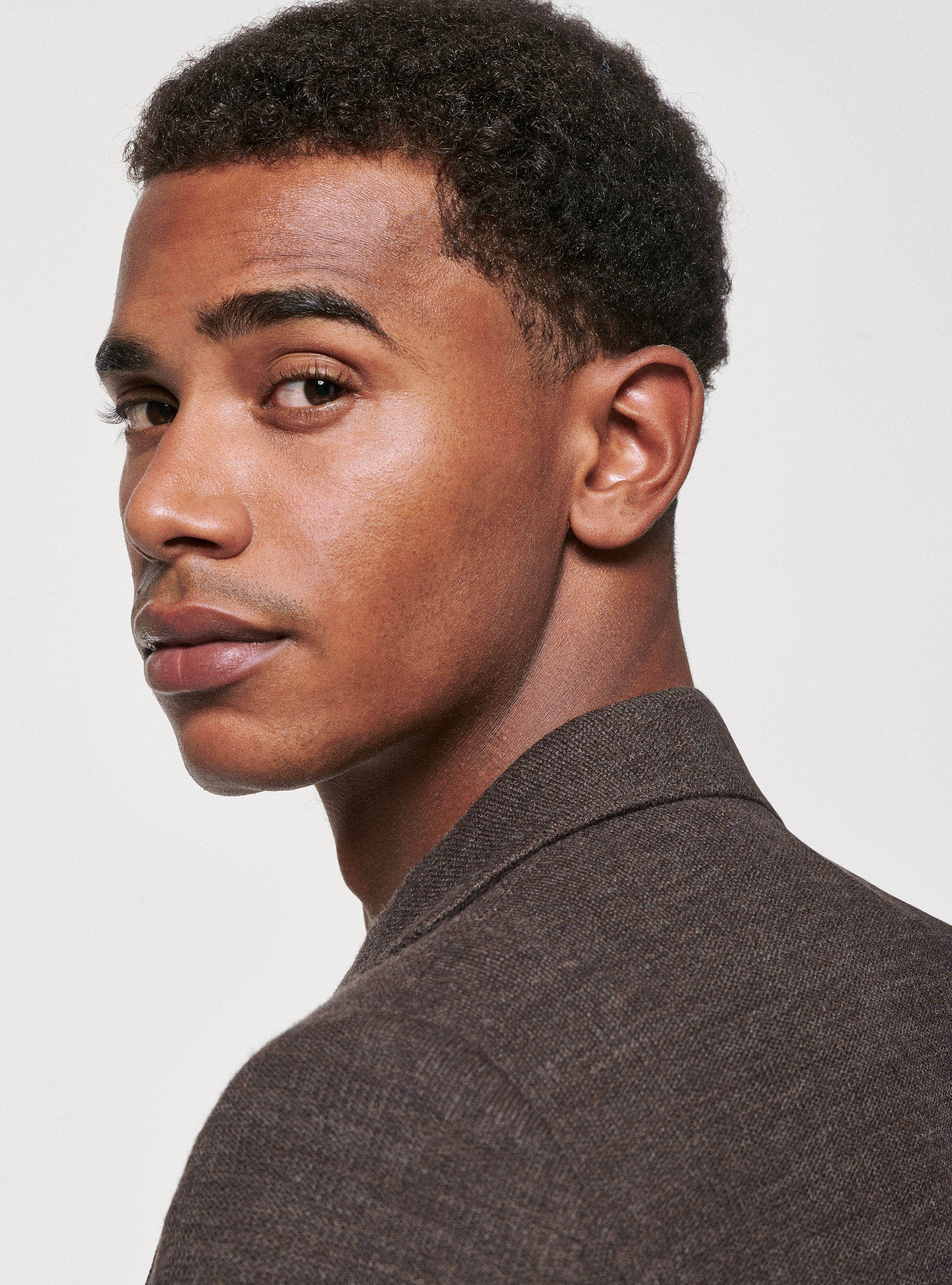 Giacca sfoderata in jersey di lana e cotone, MARRONE