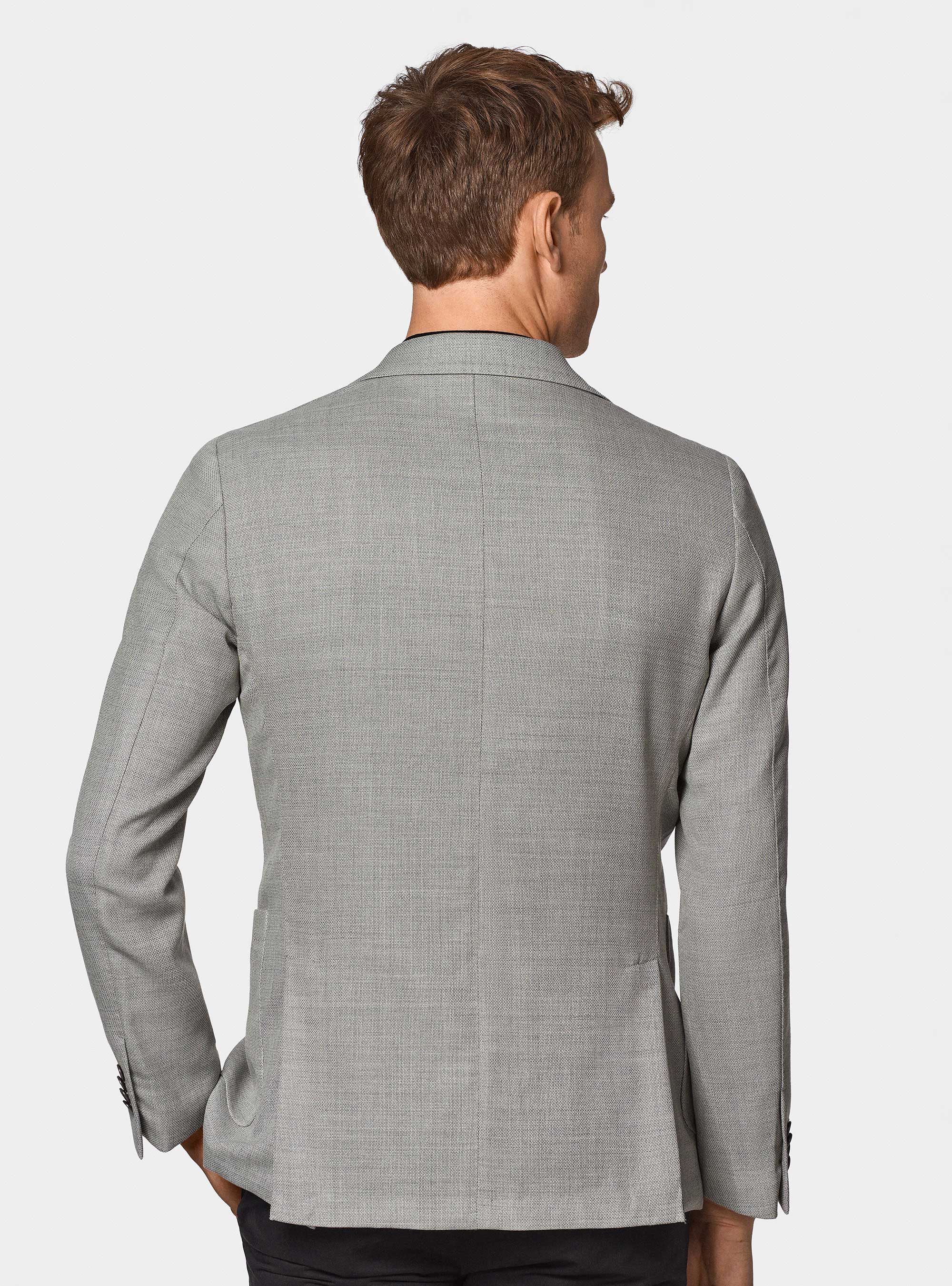 Micro-textured pure wool blazer, GREY