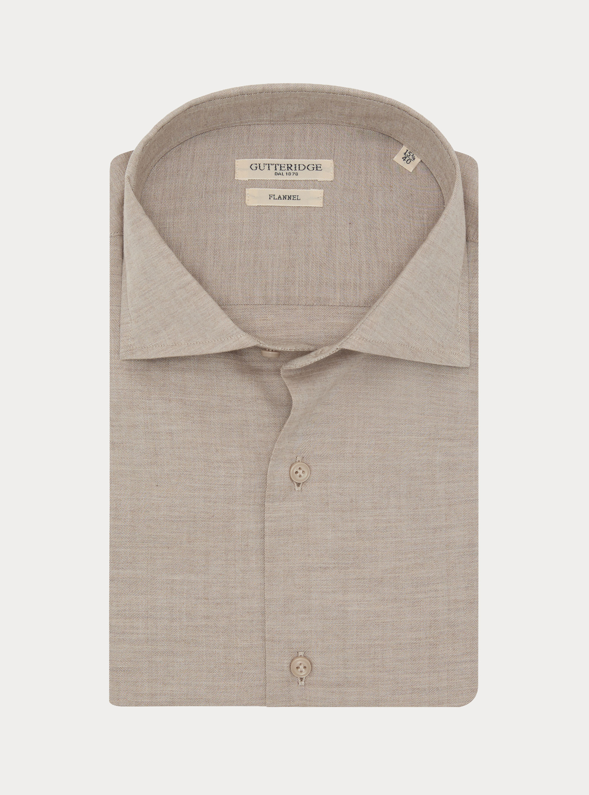 Herringbone cotton flannel shirt, SAND