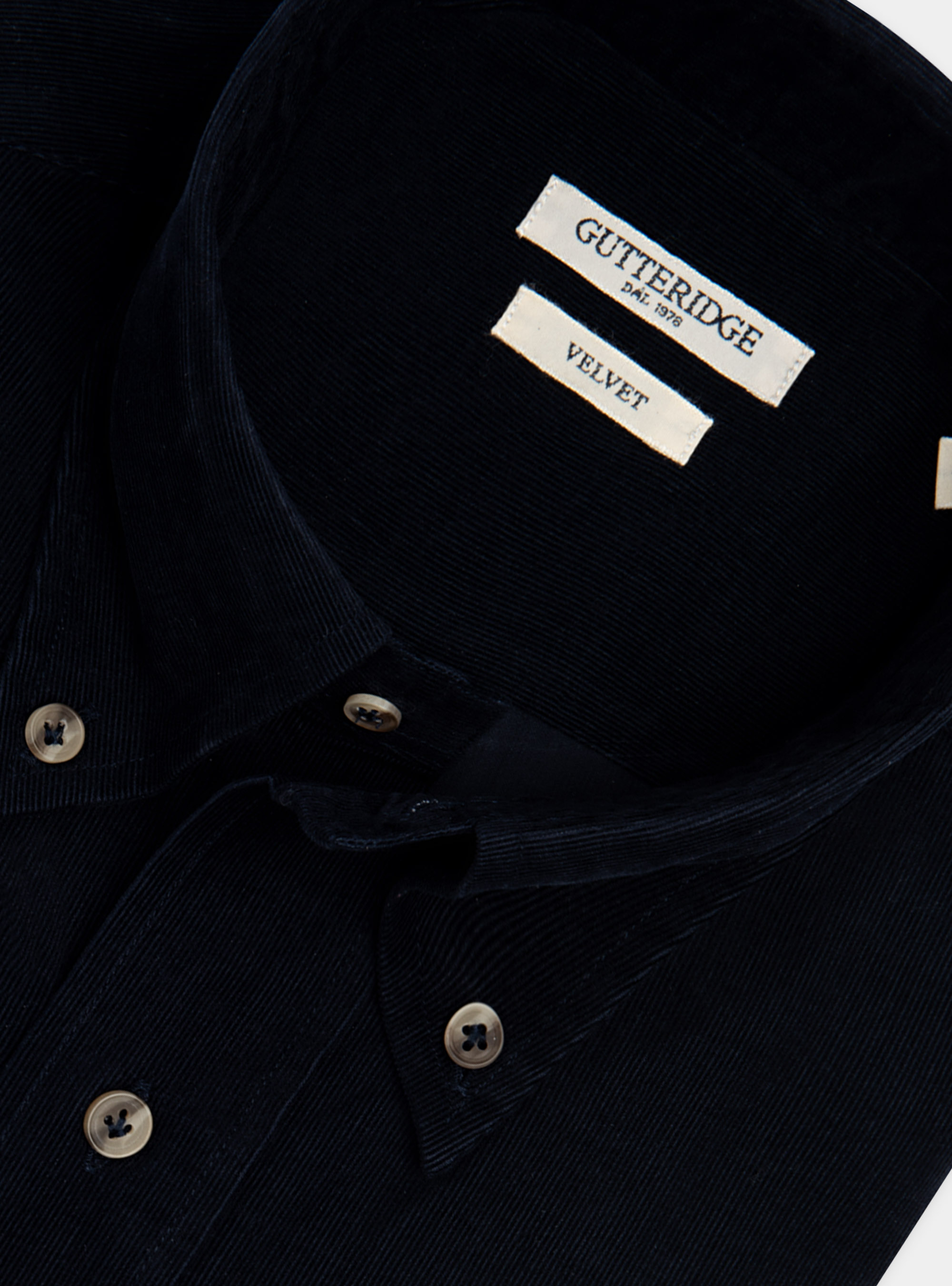 Camicia collo button down in velluto, BLU NAVY