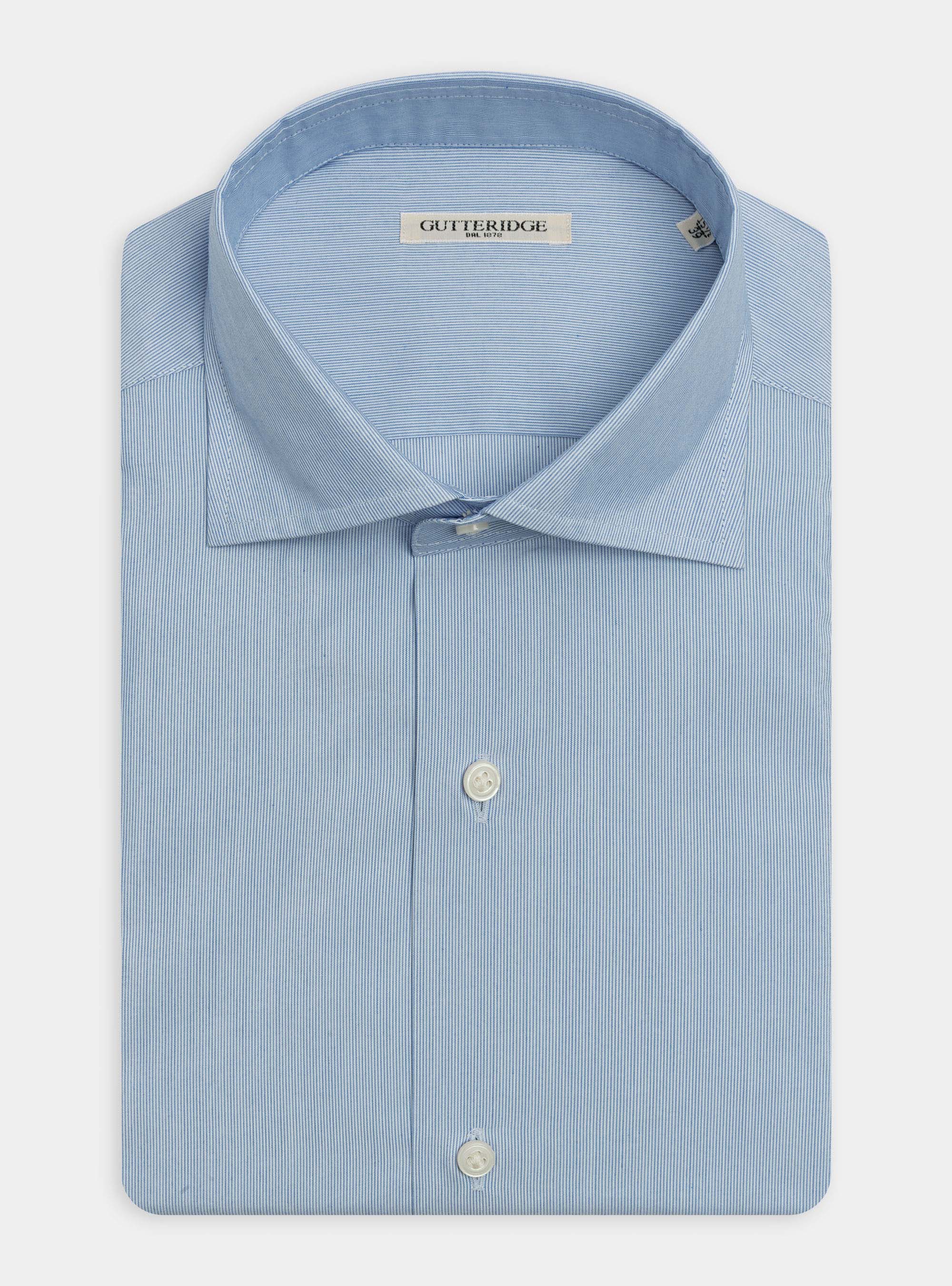 Camicia collo francese in misto cotone EcoMade, AZZURRO