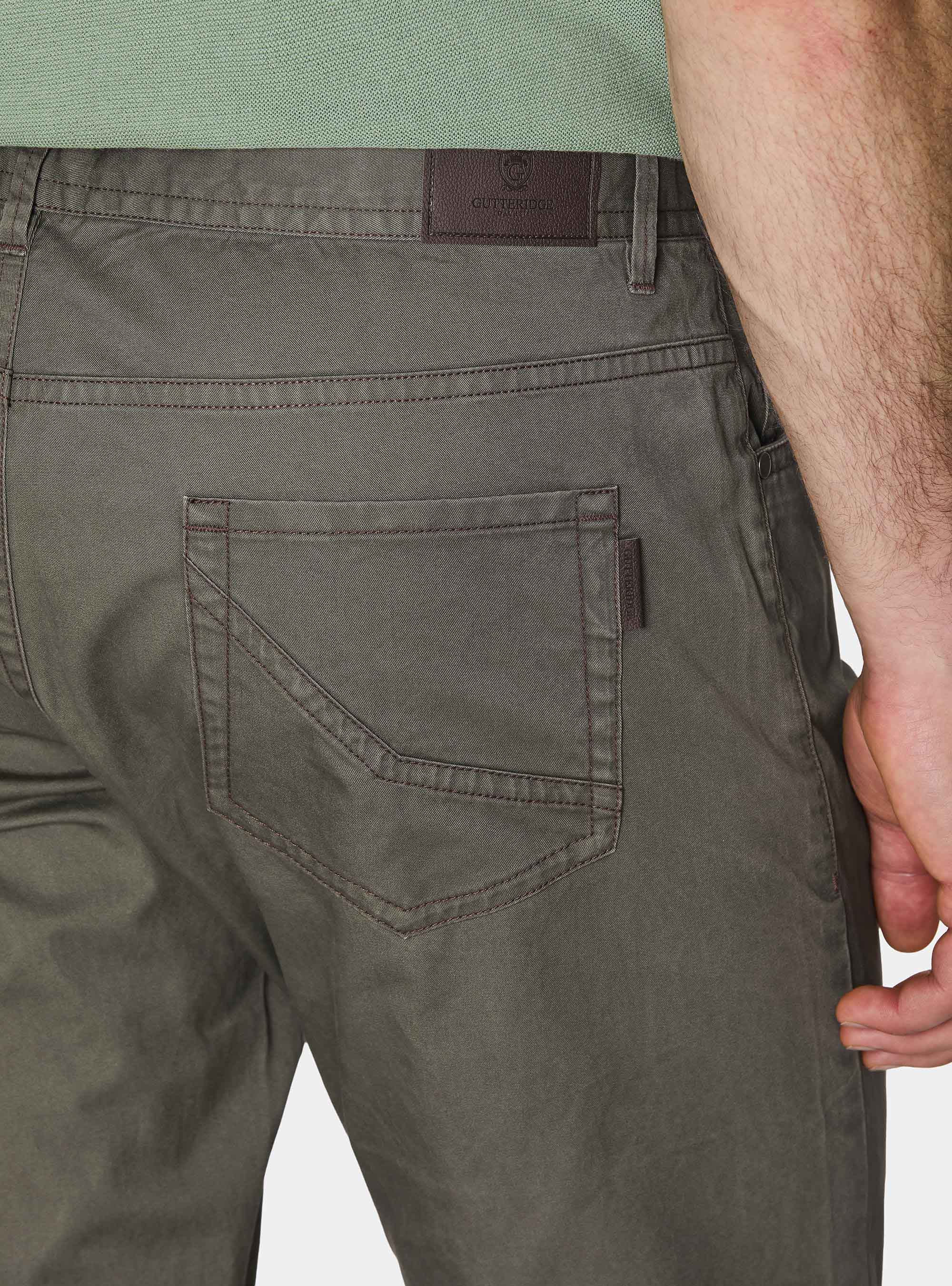 Pantaloni slim fit in cotone lavato, MILITARE 0609C