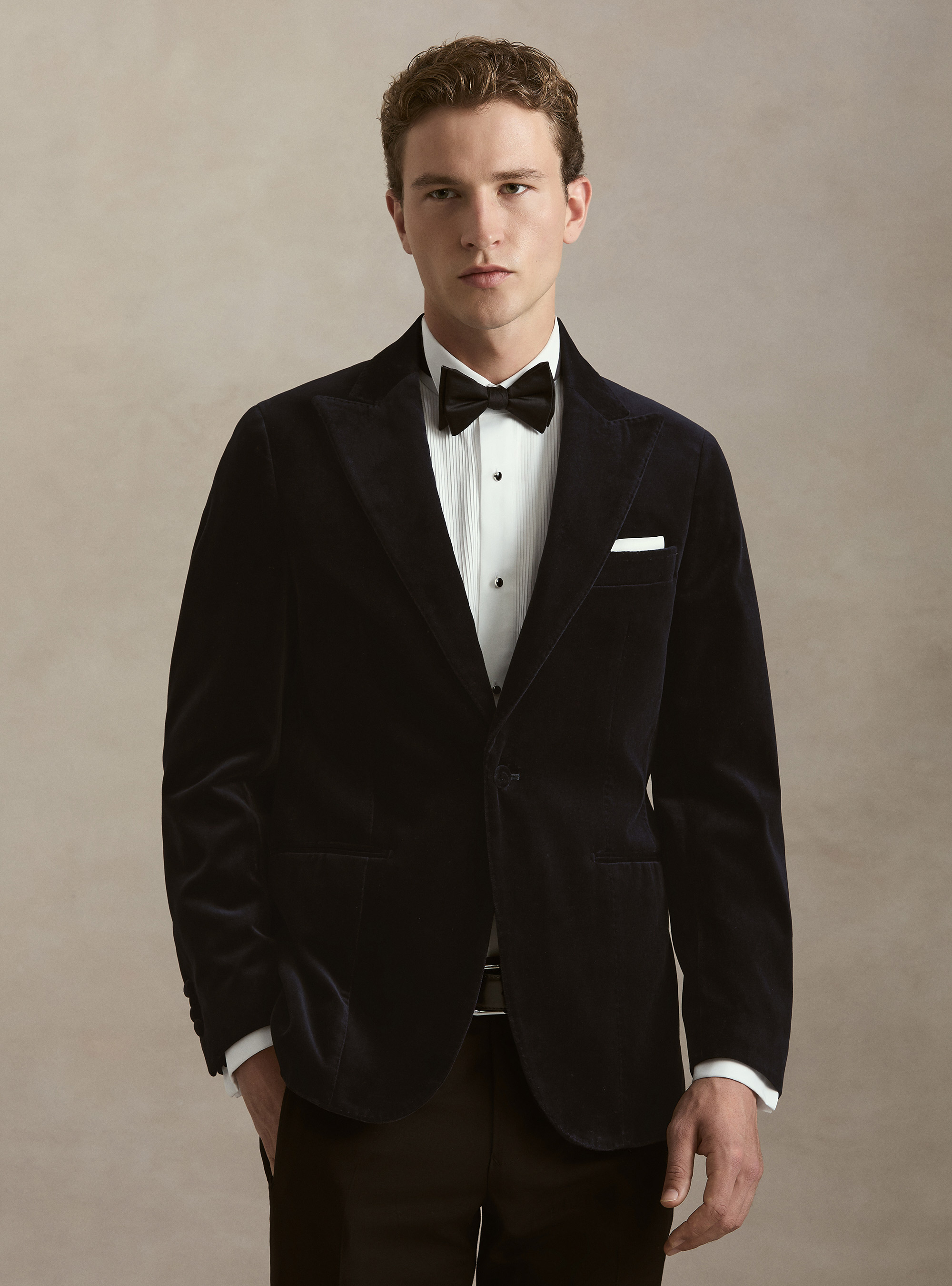 Giacca smoking per abito in velluto liscio, BLU NAVY