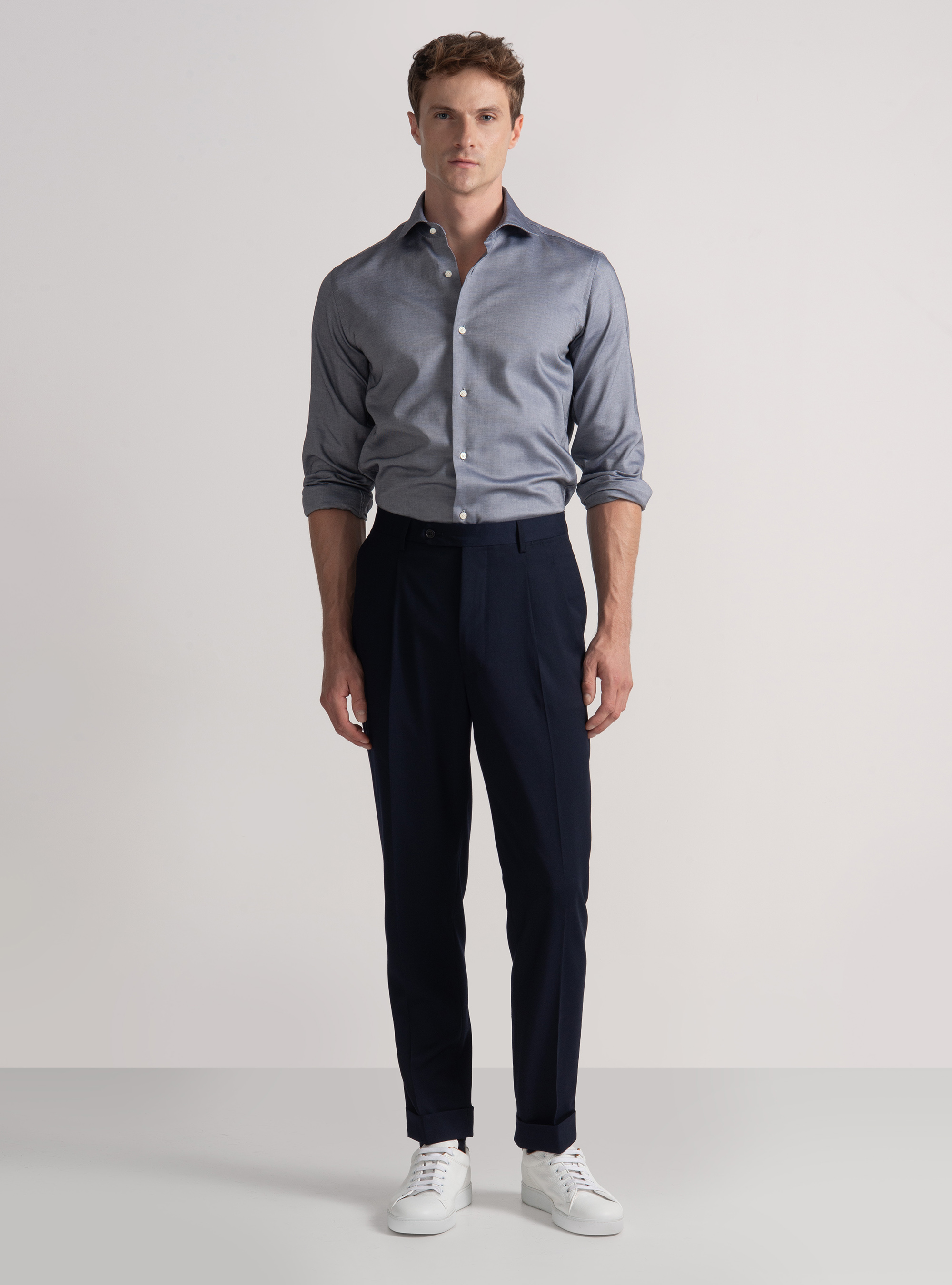 Camicia in cotone oxford, BLU NAVY