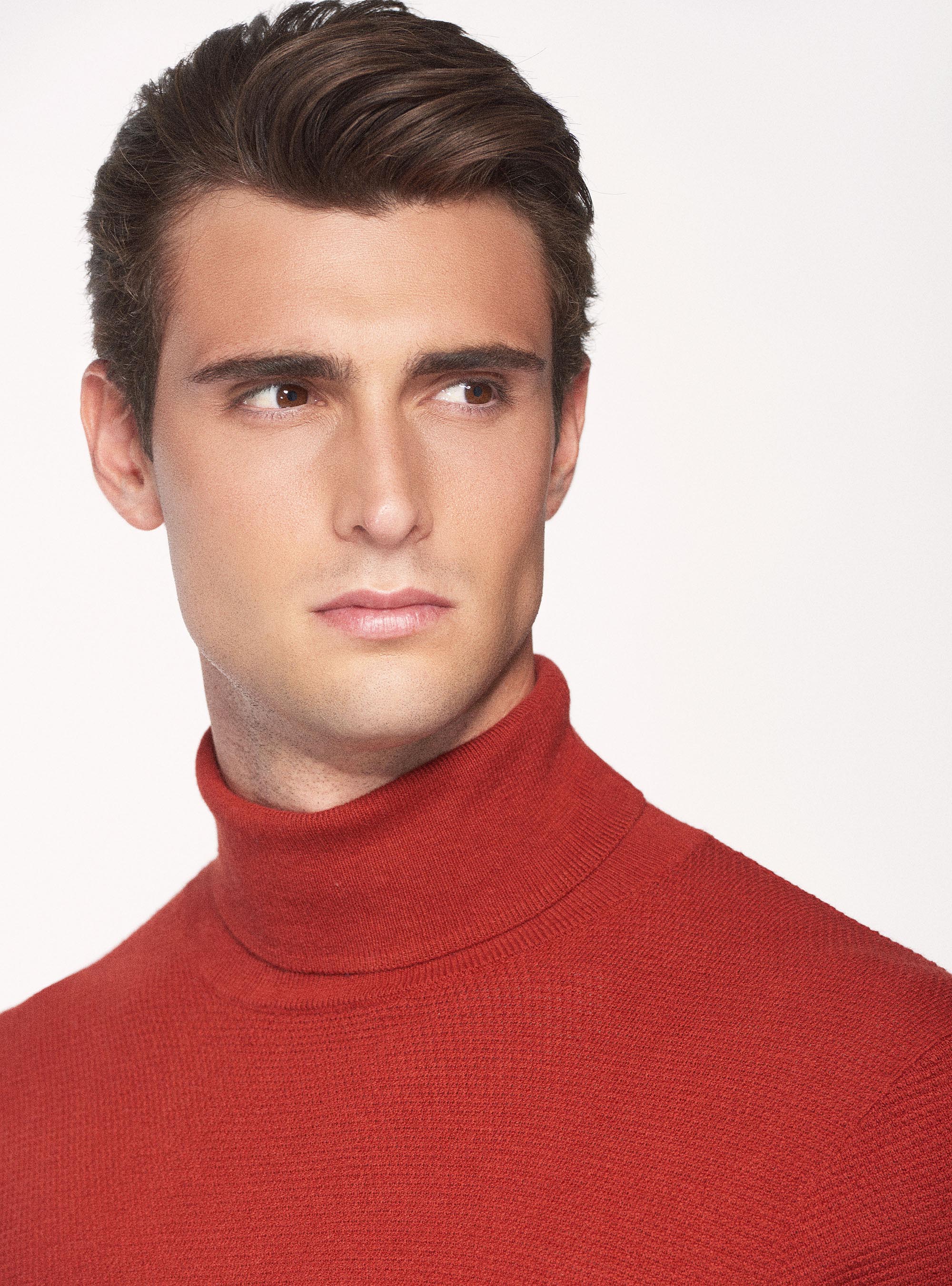 Dolcevita in cotone cashmere punto riso, MATTONE