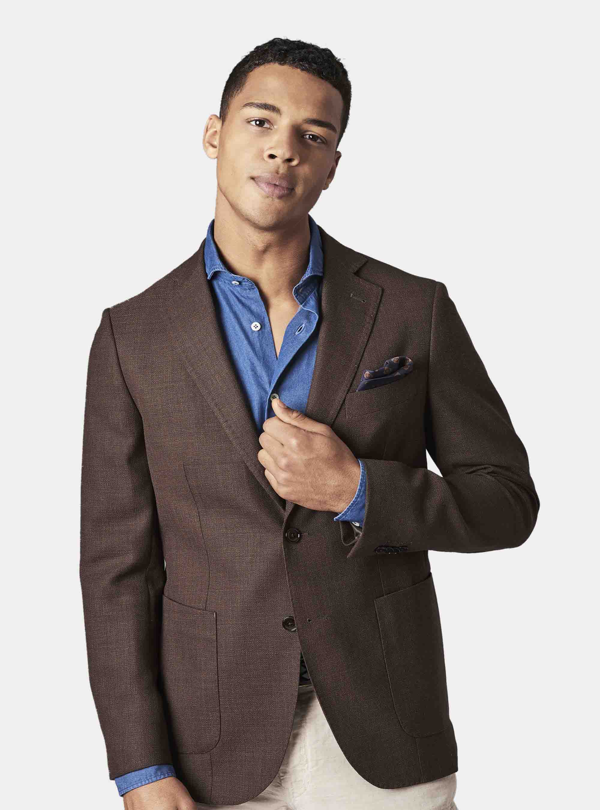 Super 100 wool blazer, BROWN