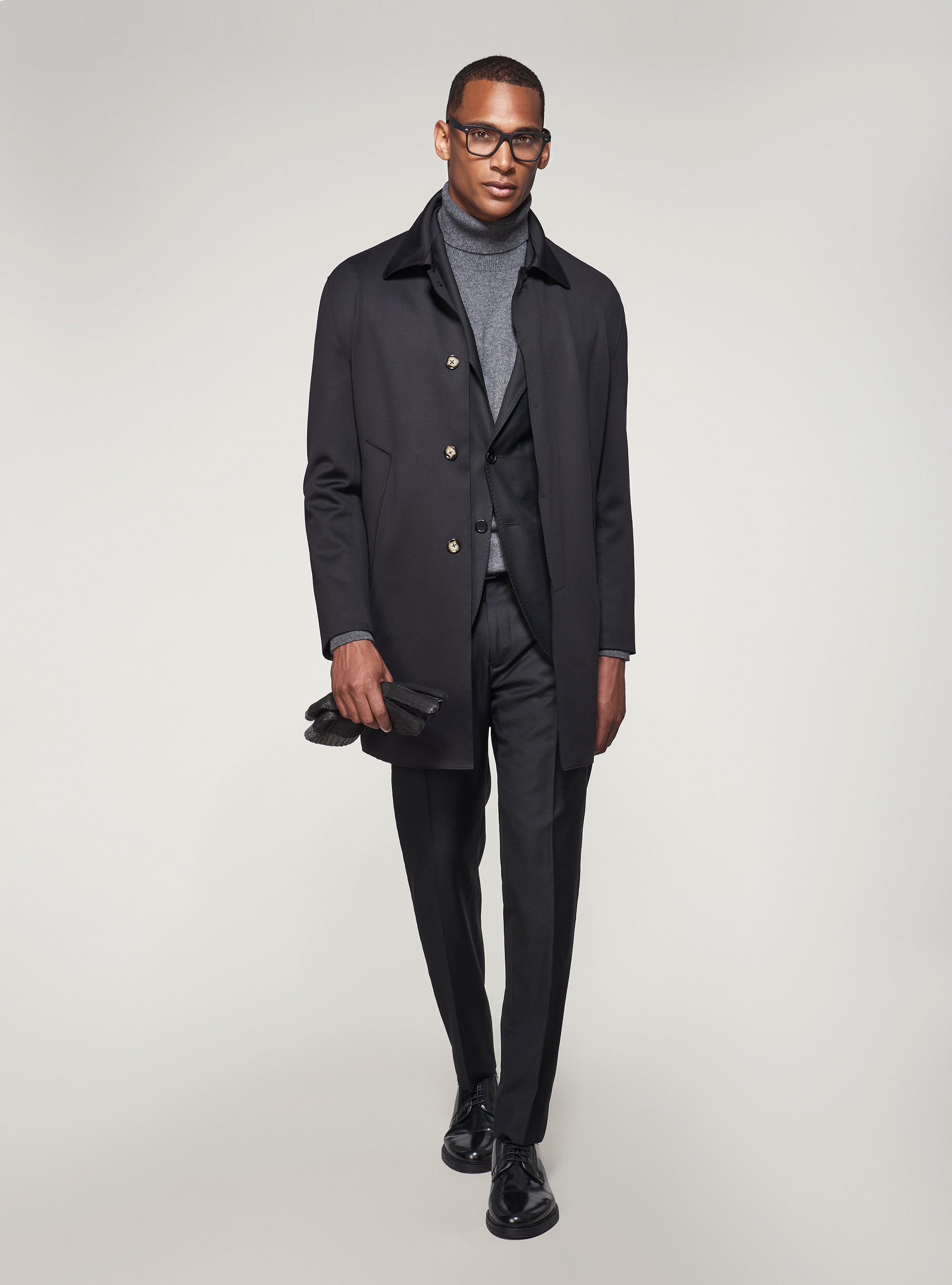 Cappotto monopetto travelwear, NERO