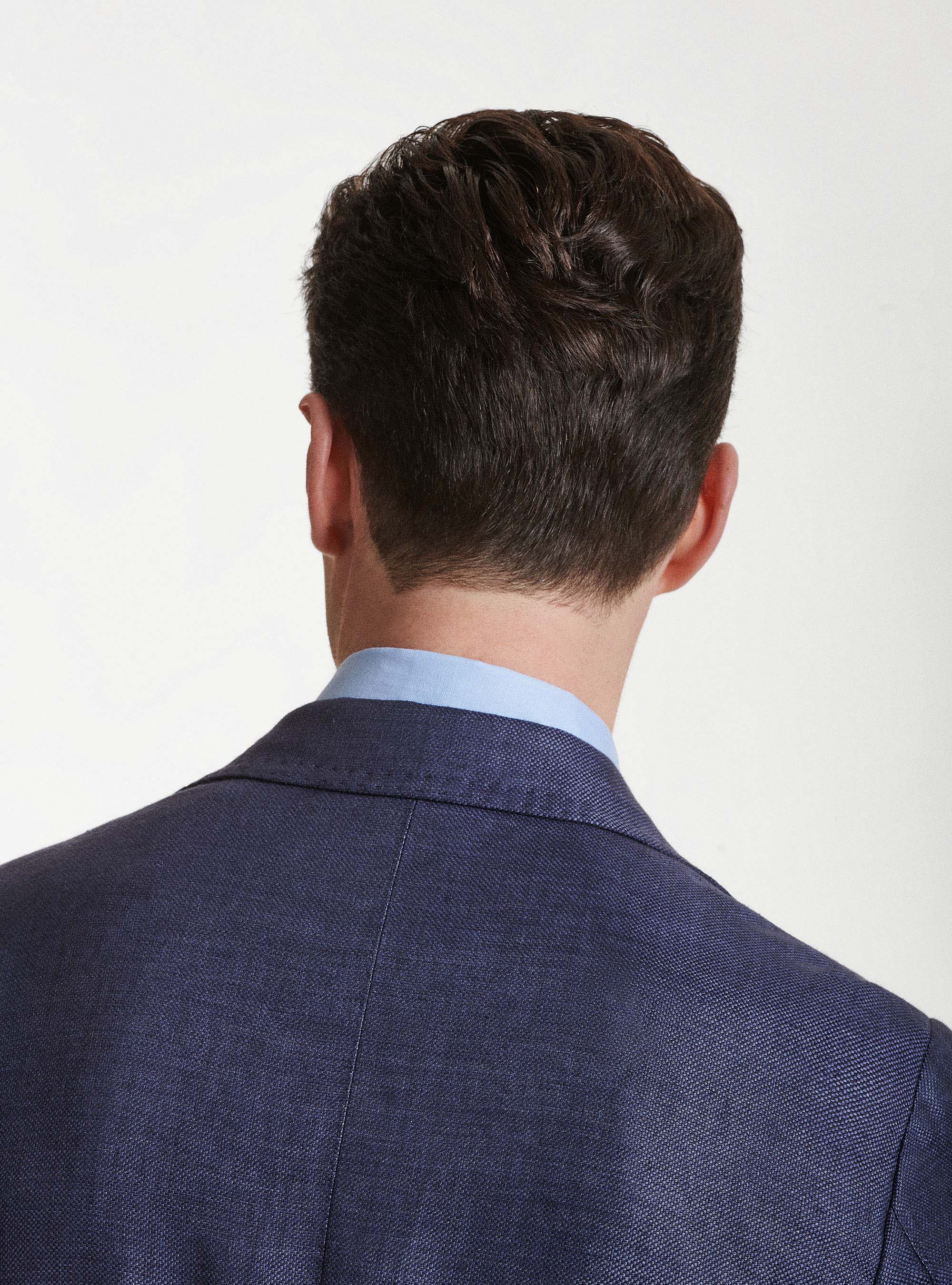 Giacca in puro lino hopsack, BLU NAVY