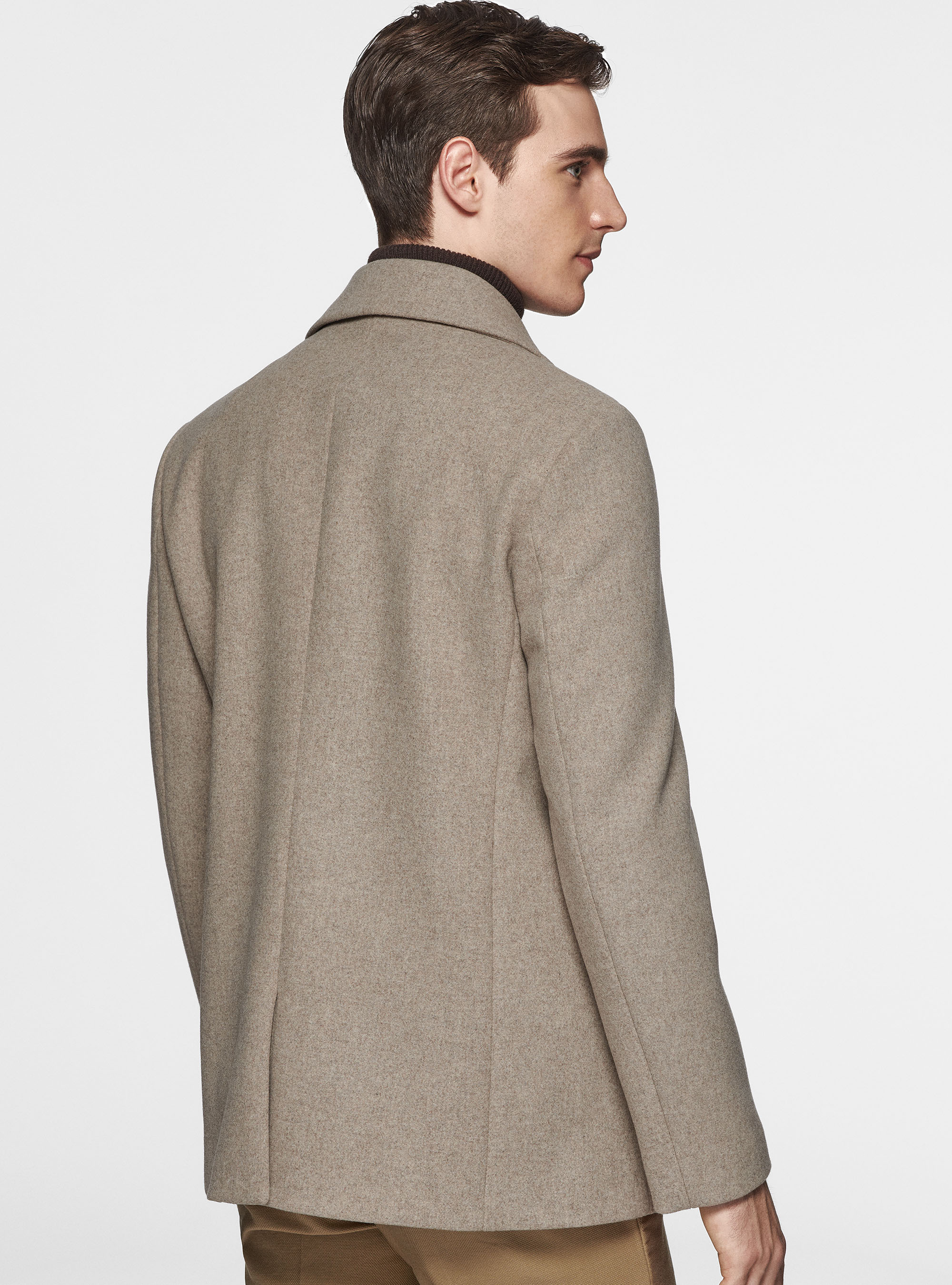 Peacoat in misto lana, SABBIA