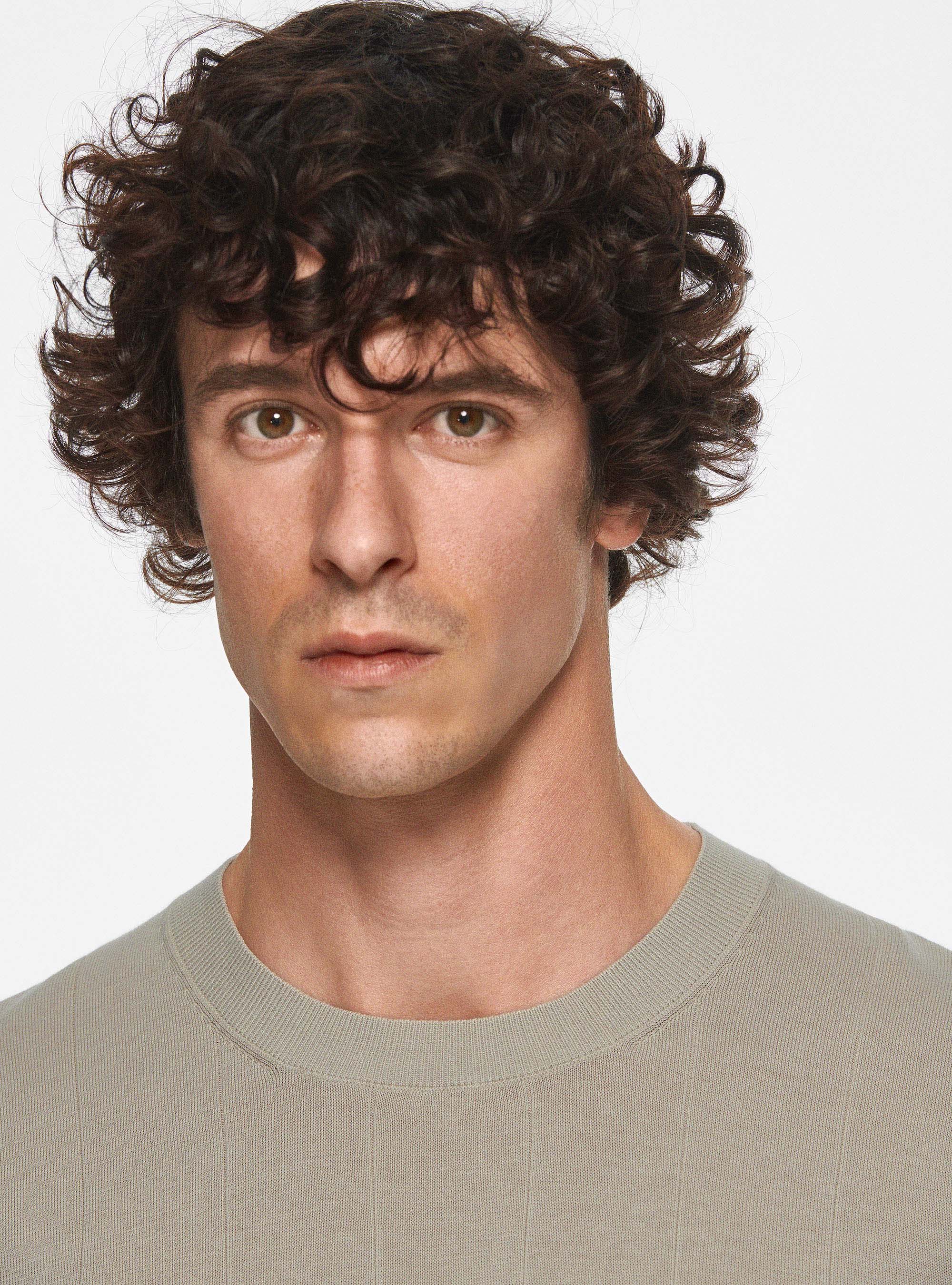 Maglia in puro cotone costa piatta, ECRU