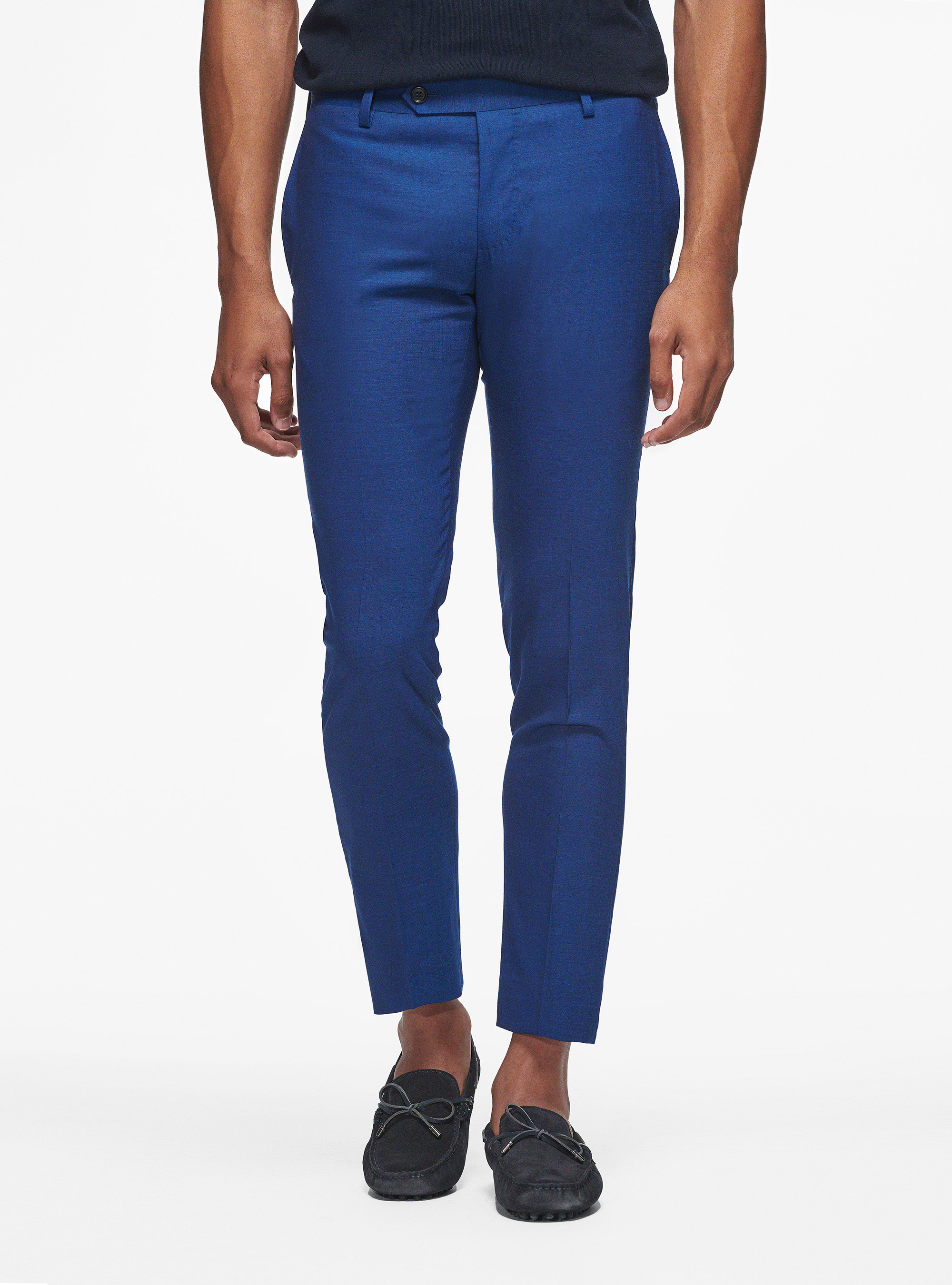 Pantaloni in pura lana superfine 120, INCHIOSTRO