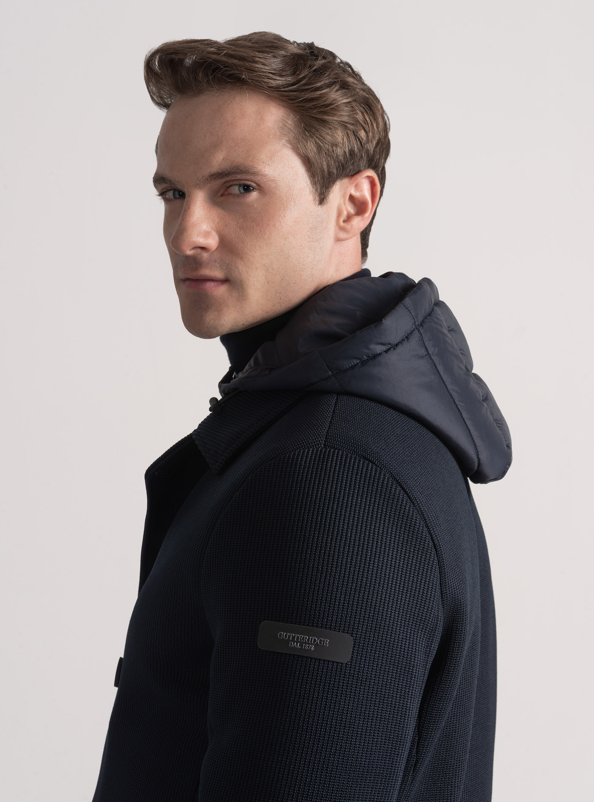 Giubbino tecnico con pettorina e cappuccio reversibile, BLU NAVY