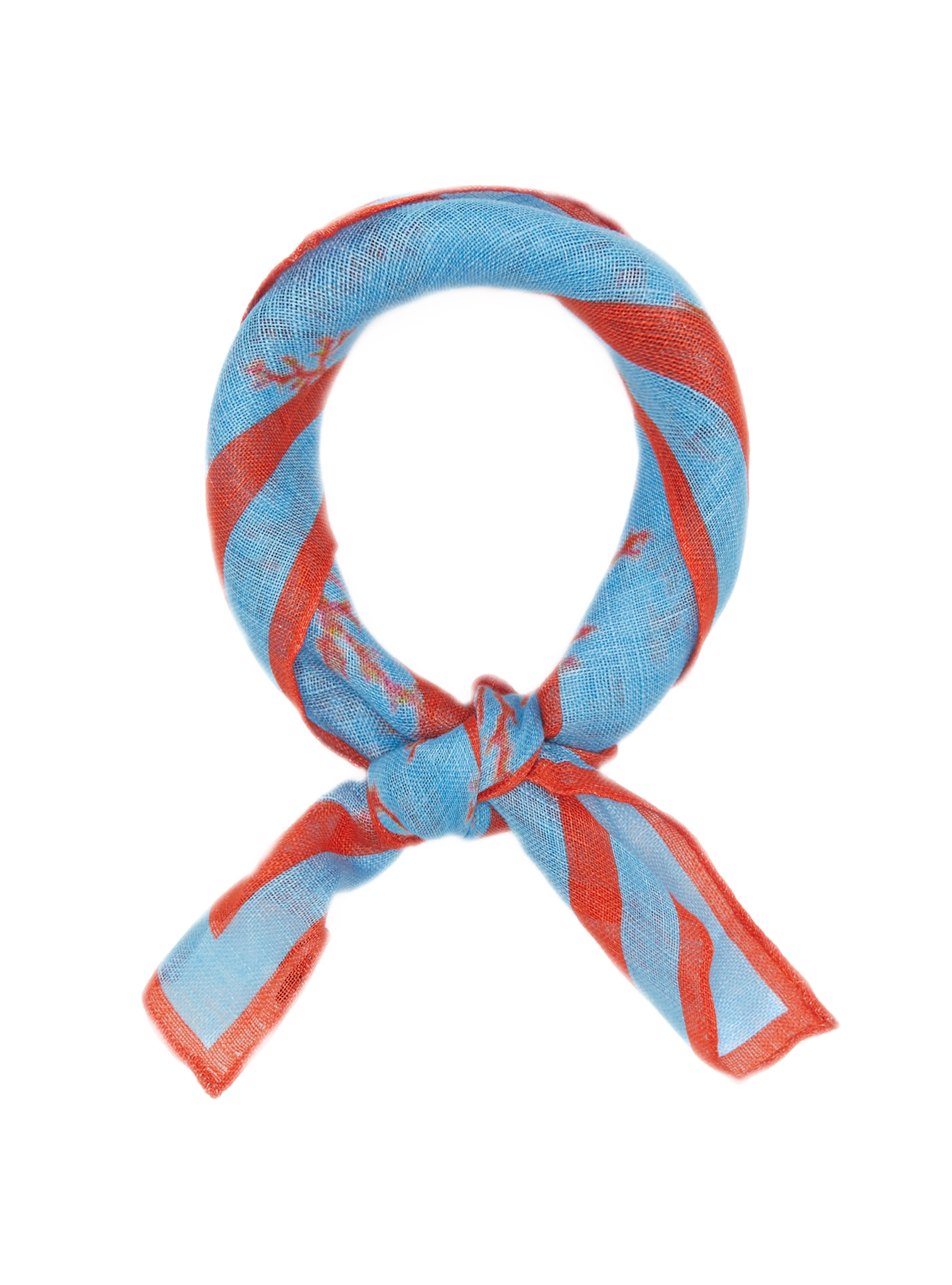 Foulard corallo in lino stampato, CORALLO 0426C