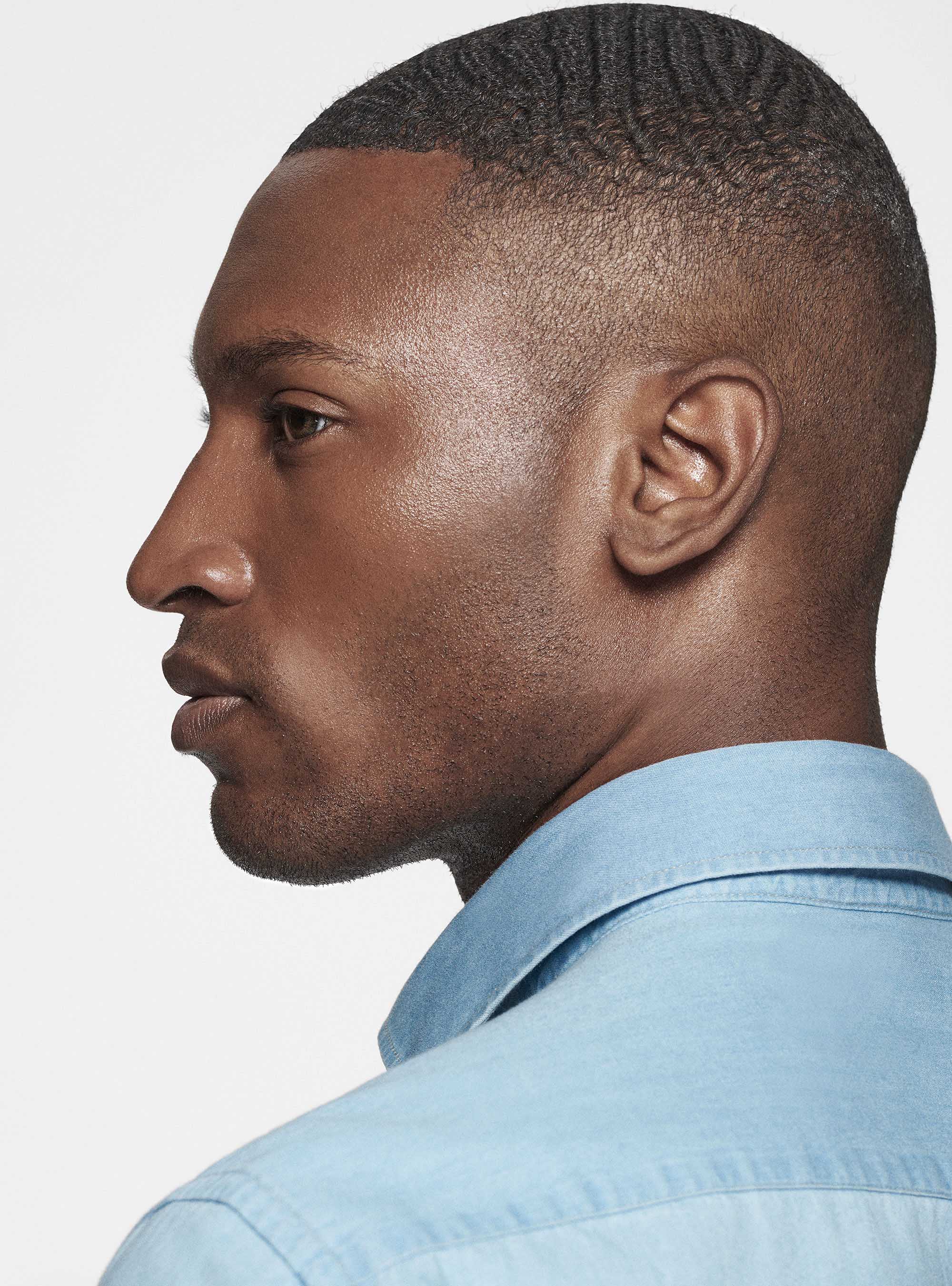 Camicia in cotone chambray, AZZURRO