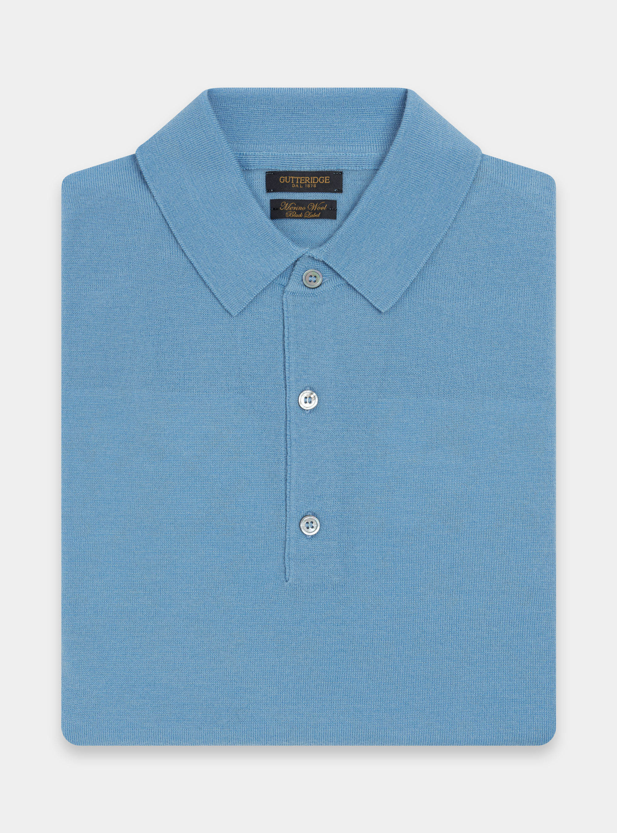 Polo de pura lana merina, CELESTE