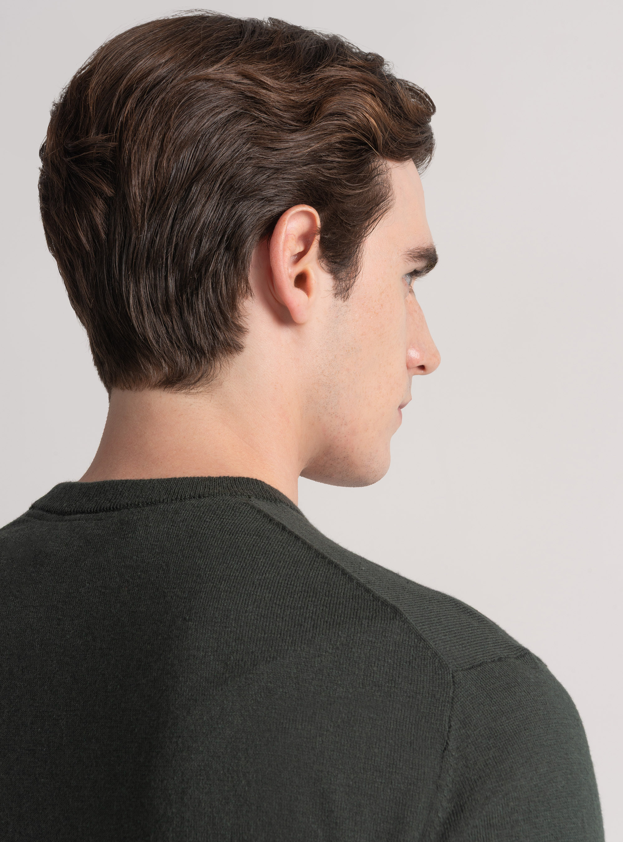 Maglia girocollo in cotone seta e cashmere, MILITARE 0609C