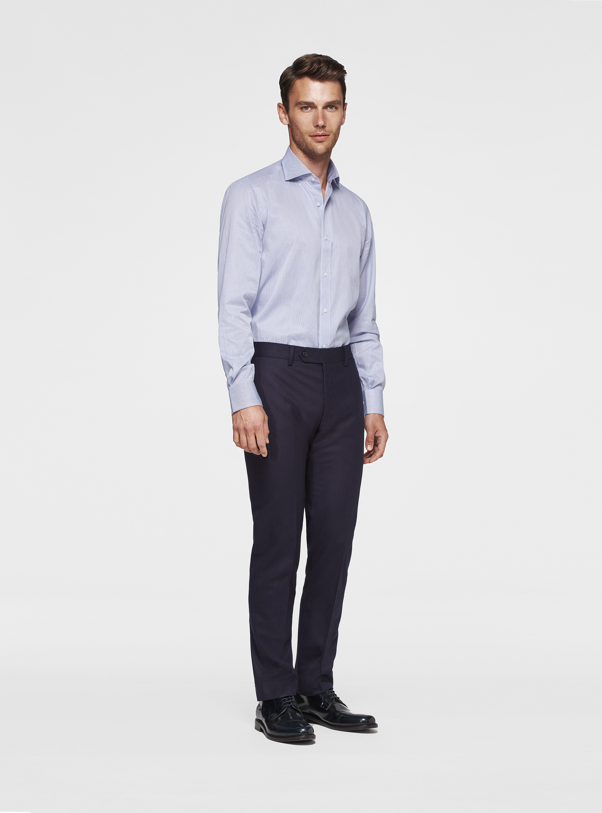Pure cotton checked shirt, BLUE