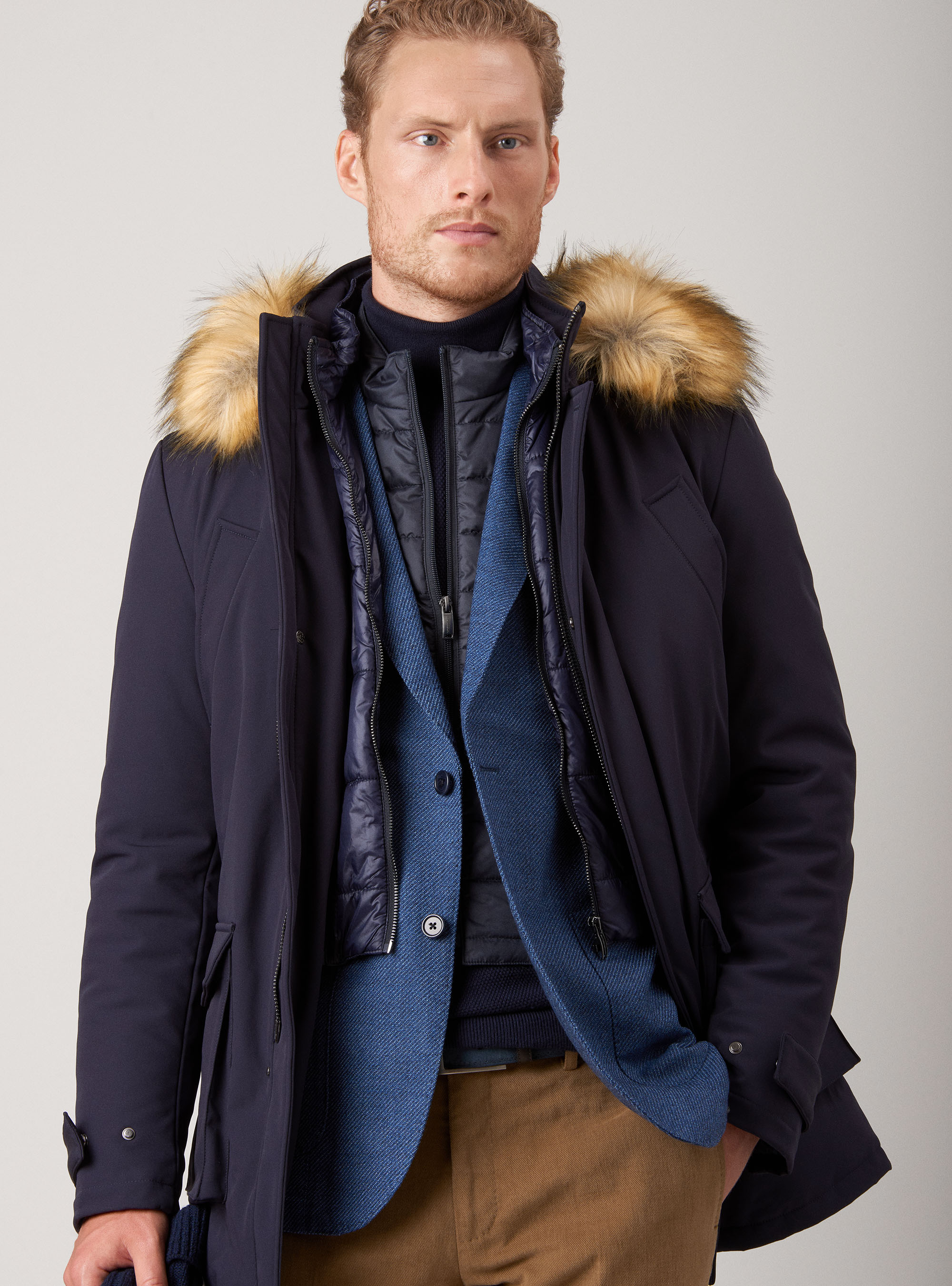 Giubbotto tecnico con cappuccio, BLU NAVY