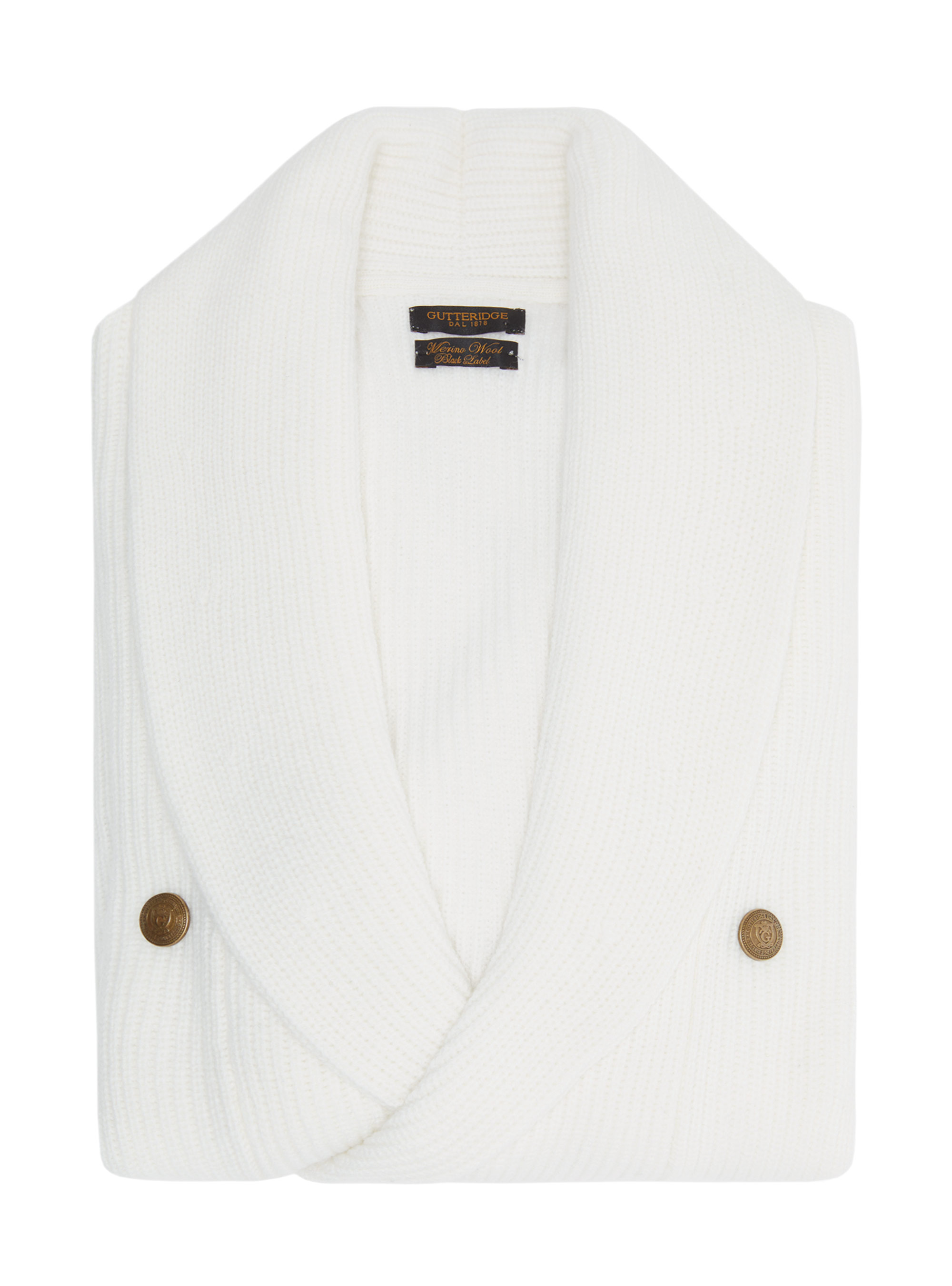 Veste en tricot côtelé de laine mérinos, BLANC