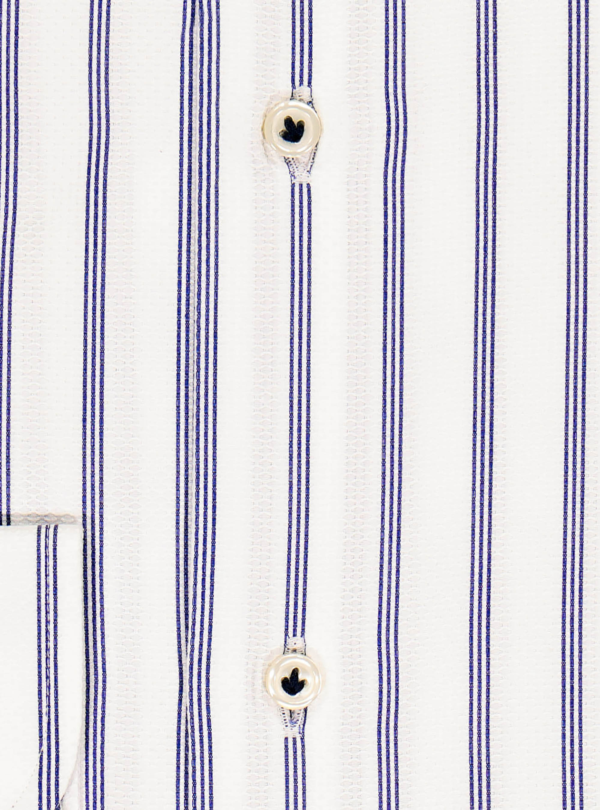 Camicia collo francese piccolo operato rigato, BLEU
