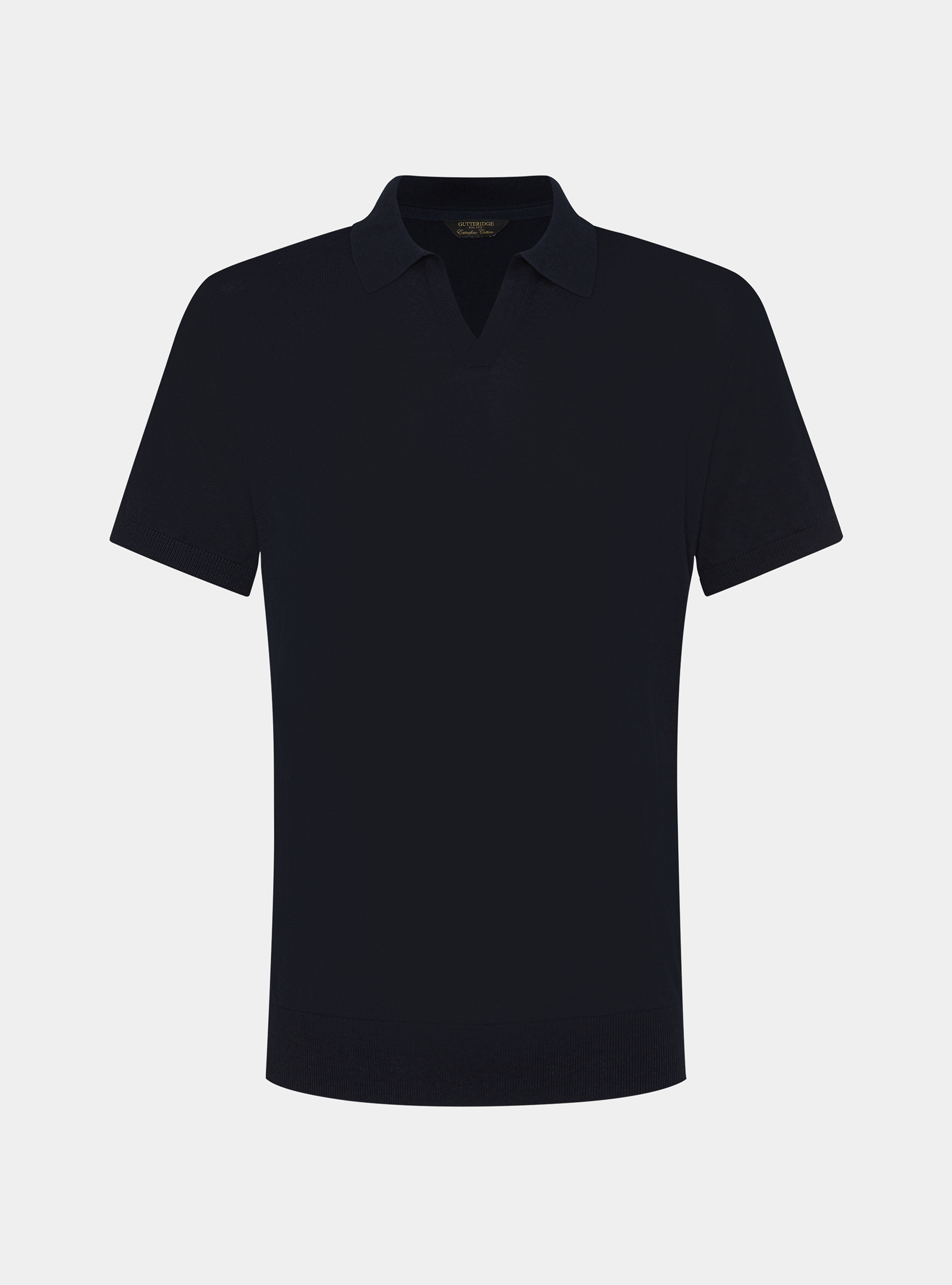 Polo tricot&eacute; sans boutons en coton extra-fin, BLEU MARINE