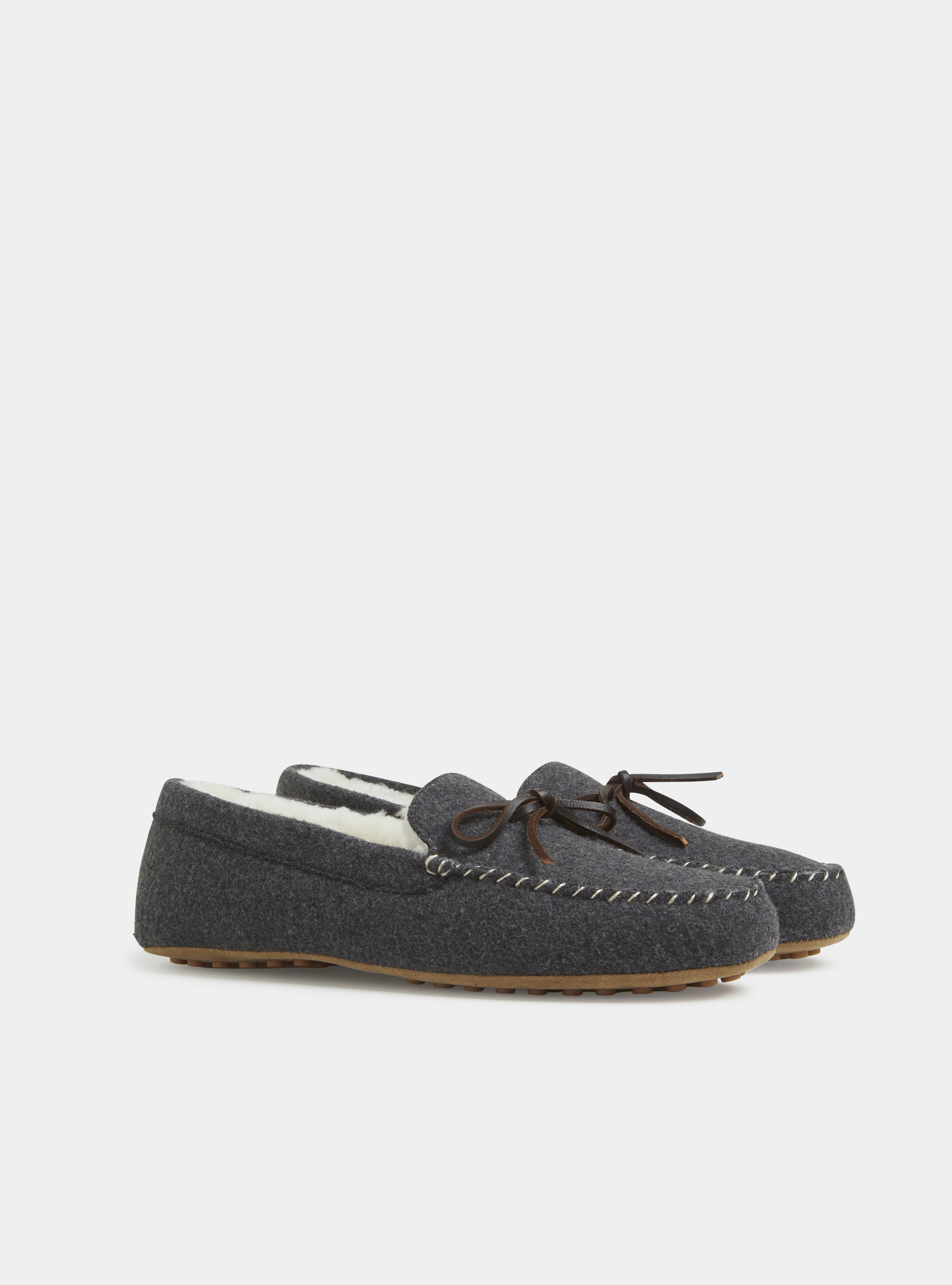 Pantofole a scarpetta in flanella tinta unita, GRIGIO CHIARO