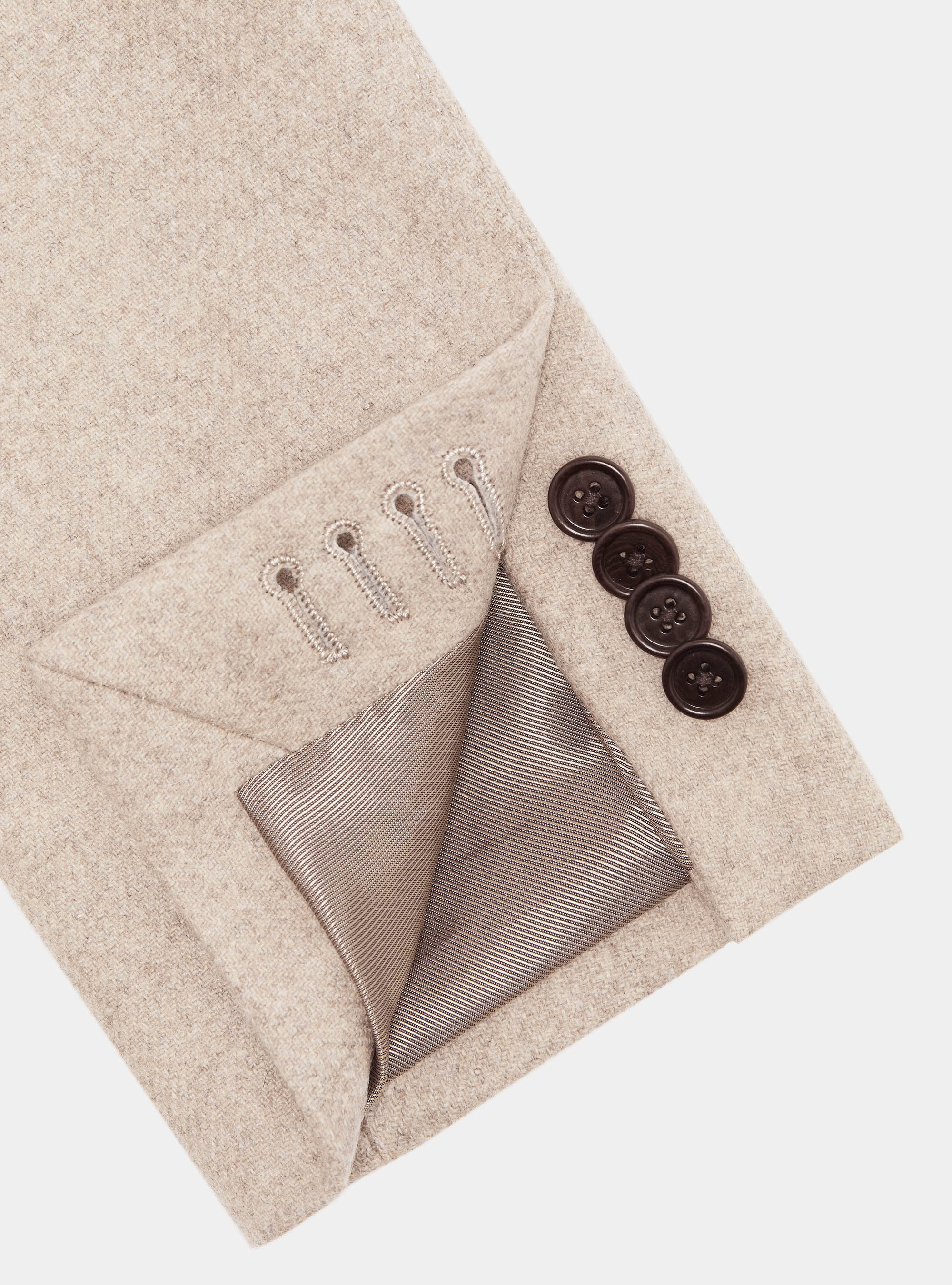 Giacca doppiopetto in flanella di lana, SABBIA