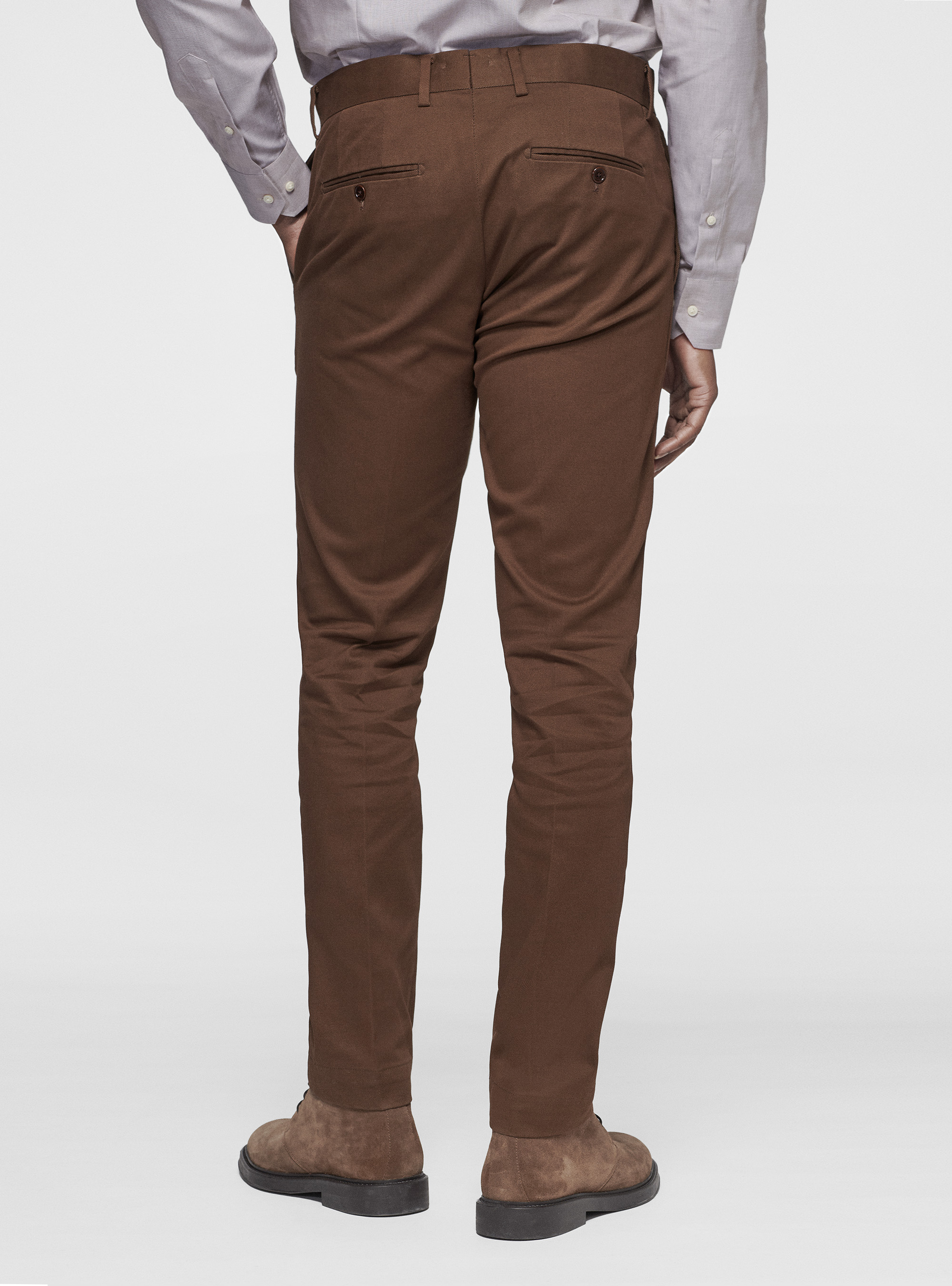 Pantaloni in cotone smerigliato, MARRONE