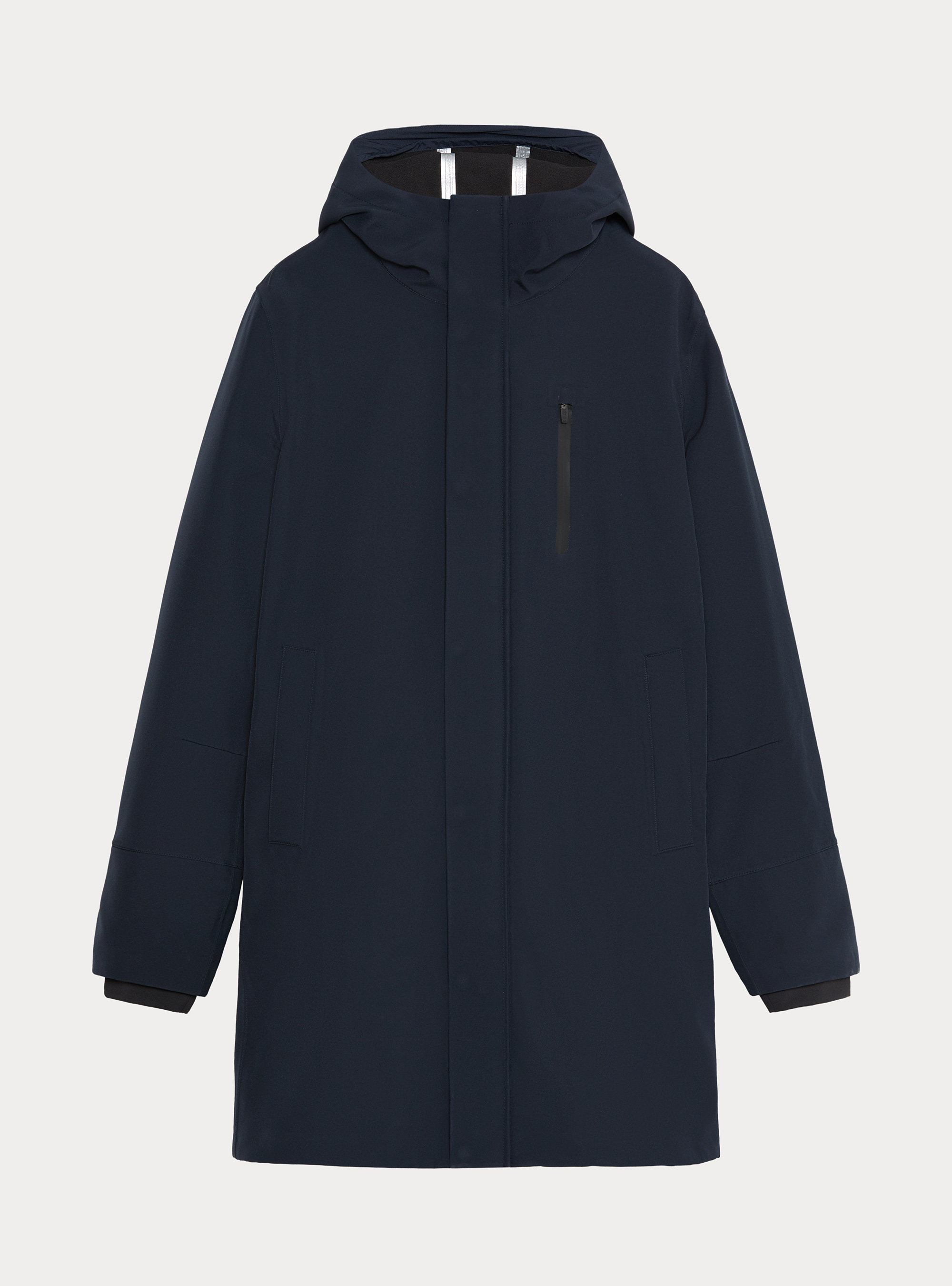 Giubbino lungo tecnico con cappuccio, BLU NAVY