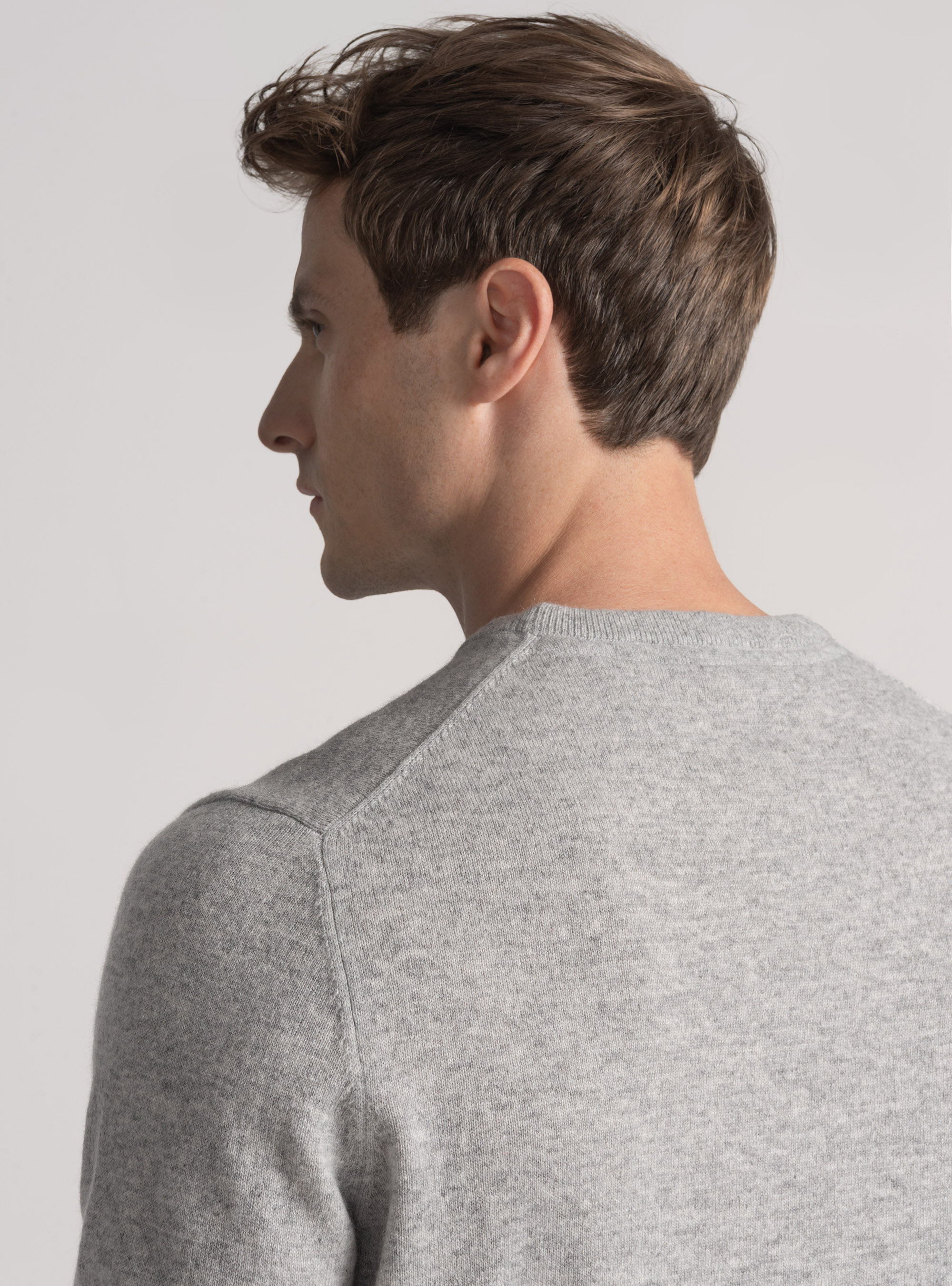 Tricot à col ras du cou en cachemire, GRIS CLAIR MÃ LANGÃ